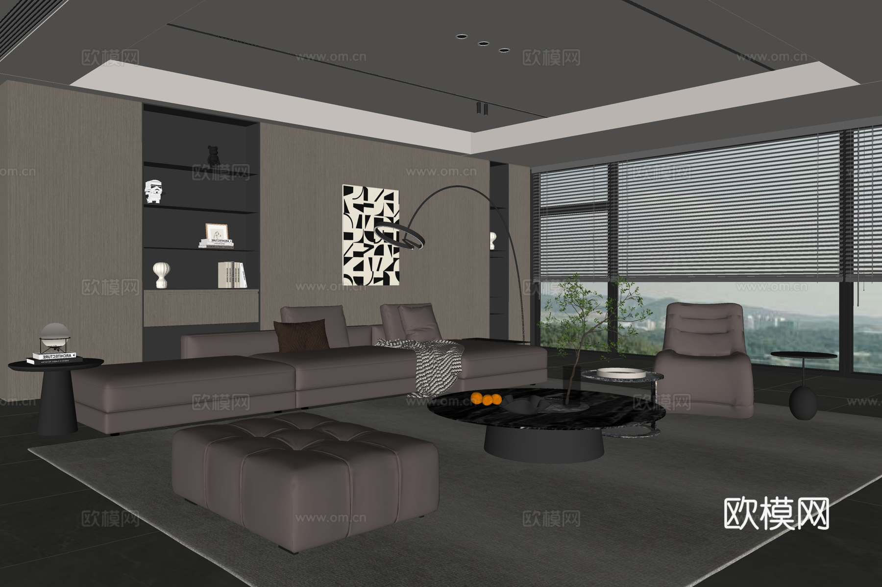 意式客厅 现代客厅 沙发背景墙 组合沙发 沙发茶几组合 客厅su模型