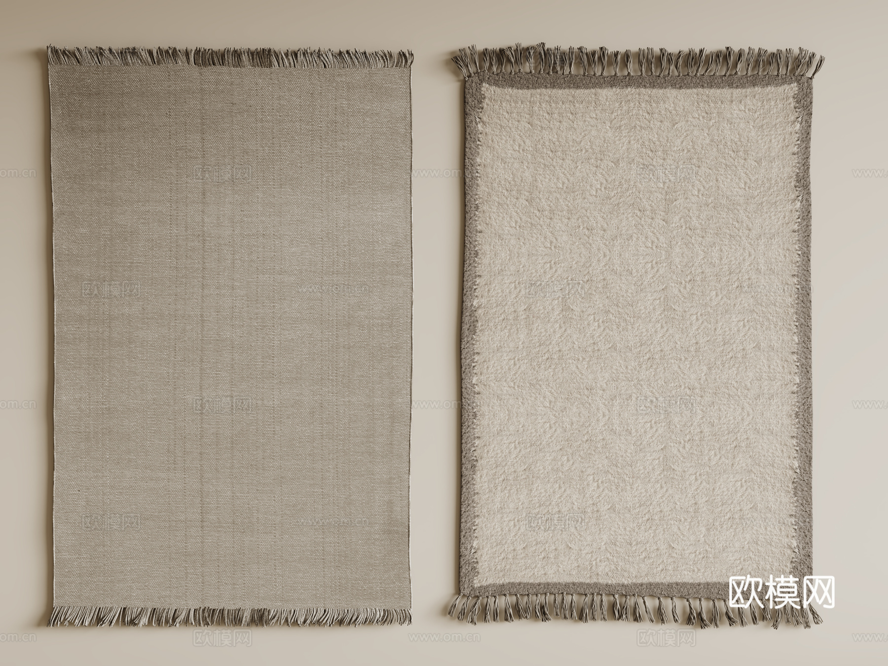 侘寂地毯 方形地毯 粗布地毯 客厅地毯 奶油地毯su模型