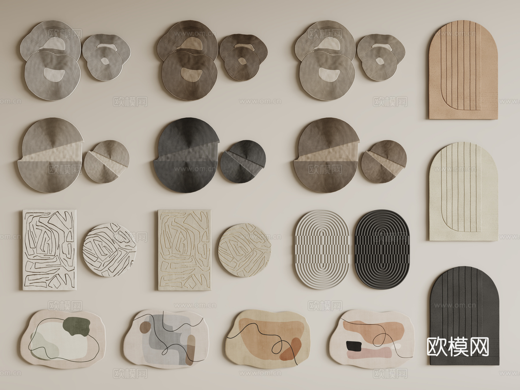 现代圆形地毯 异形地毯 毛绒地毯 布艺地毯 儿童地毯su模型