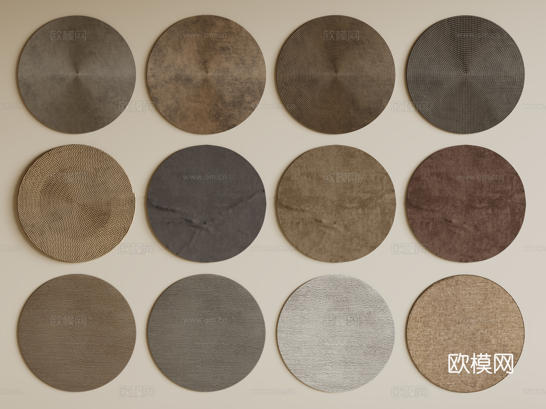 现代圆形地毯 毛绒地毯 布艺地毯 客厅地毯 儿童地毯su模型