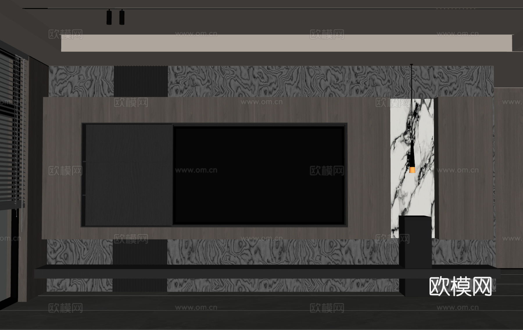 现代意式电视背景墙su模型