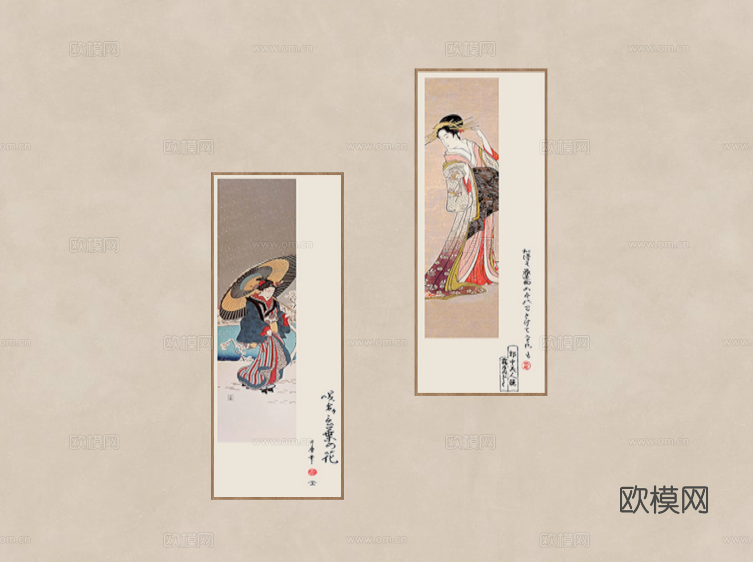 日式挂画 装饰画su模型