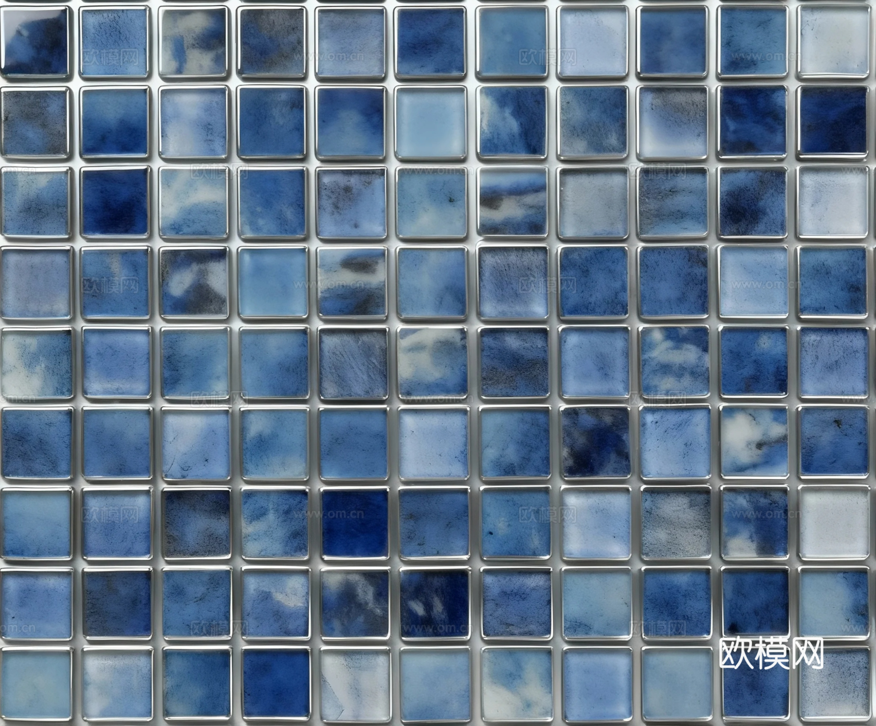现代简约 蓝色玻璃马赛克 蓝色泳池马赛克 蓝丝绒纹马赛克