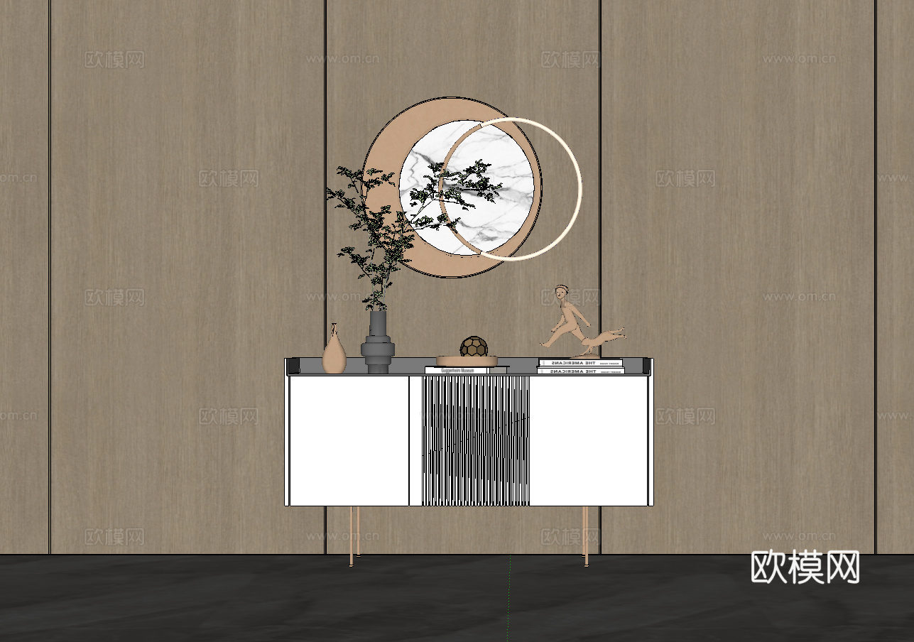 现代轻奢玄关柜餐边柜电视柜su模型