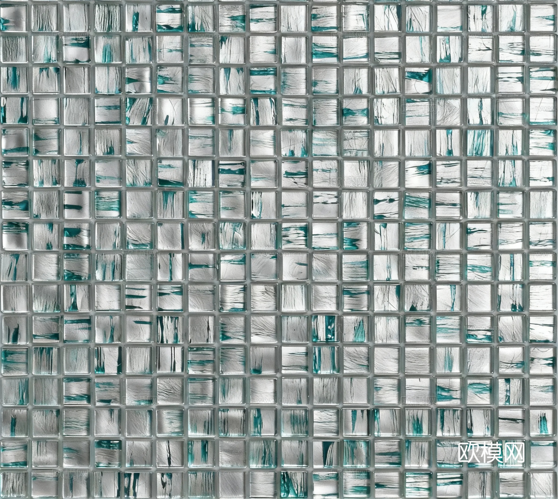 现代轻奢 简约 灰色玻璃马赛克 银丝绿色玻璃马赛克