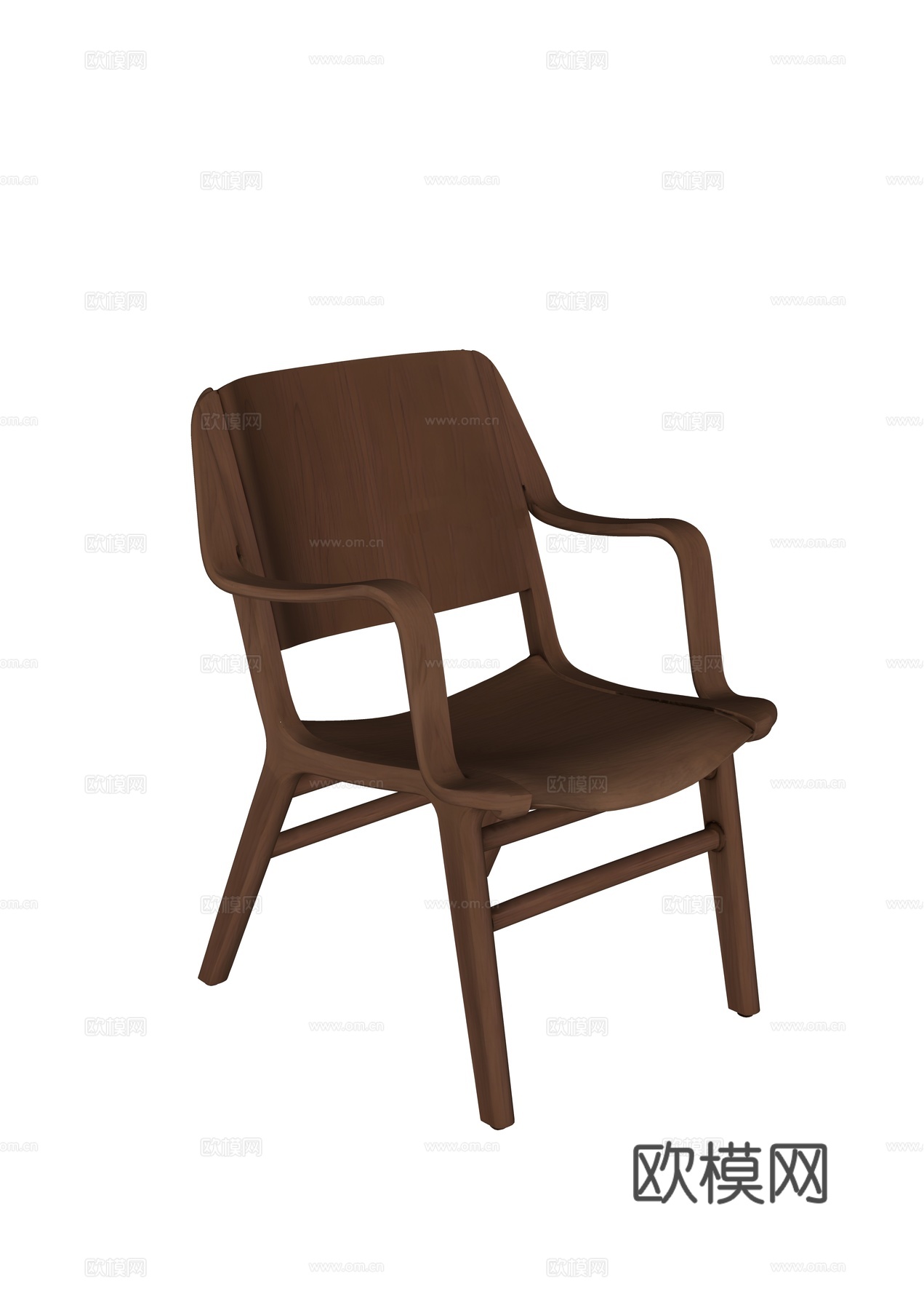 中古风木质单椅 休闲椅 扶手椅su模型