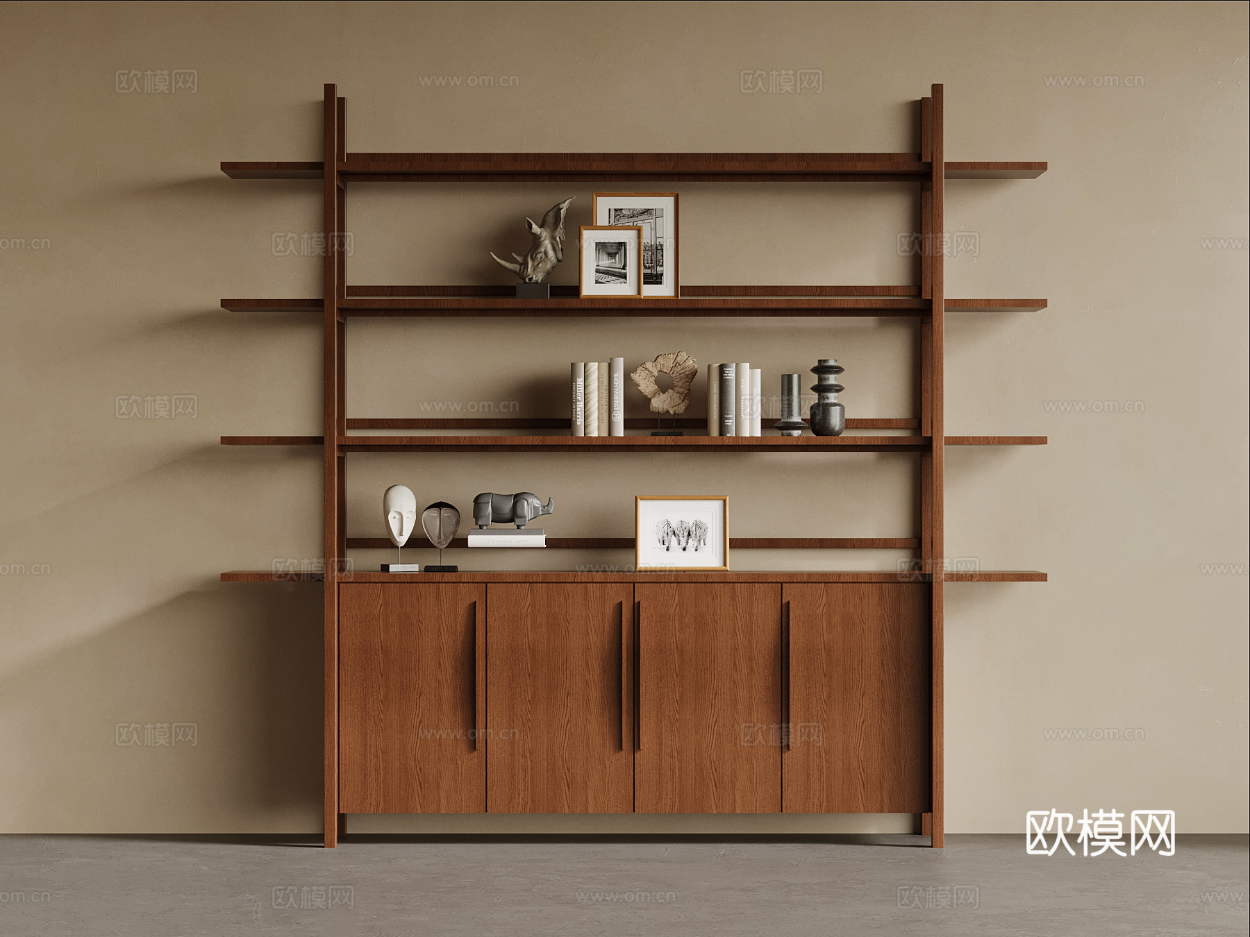中古风书柜 书架su模型