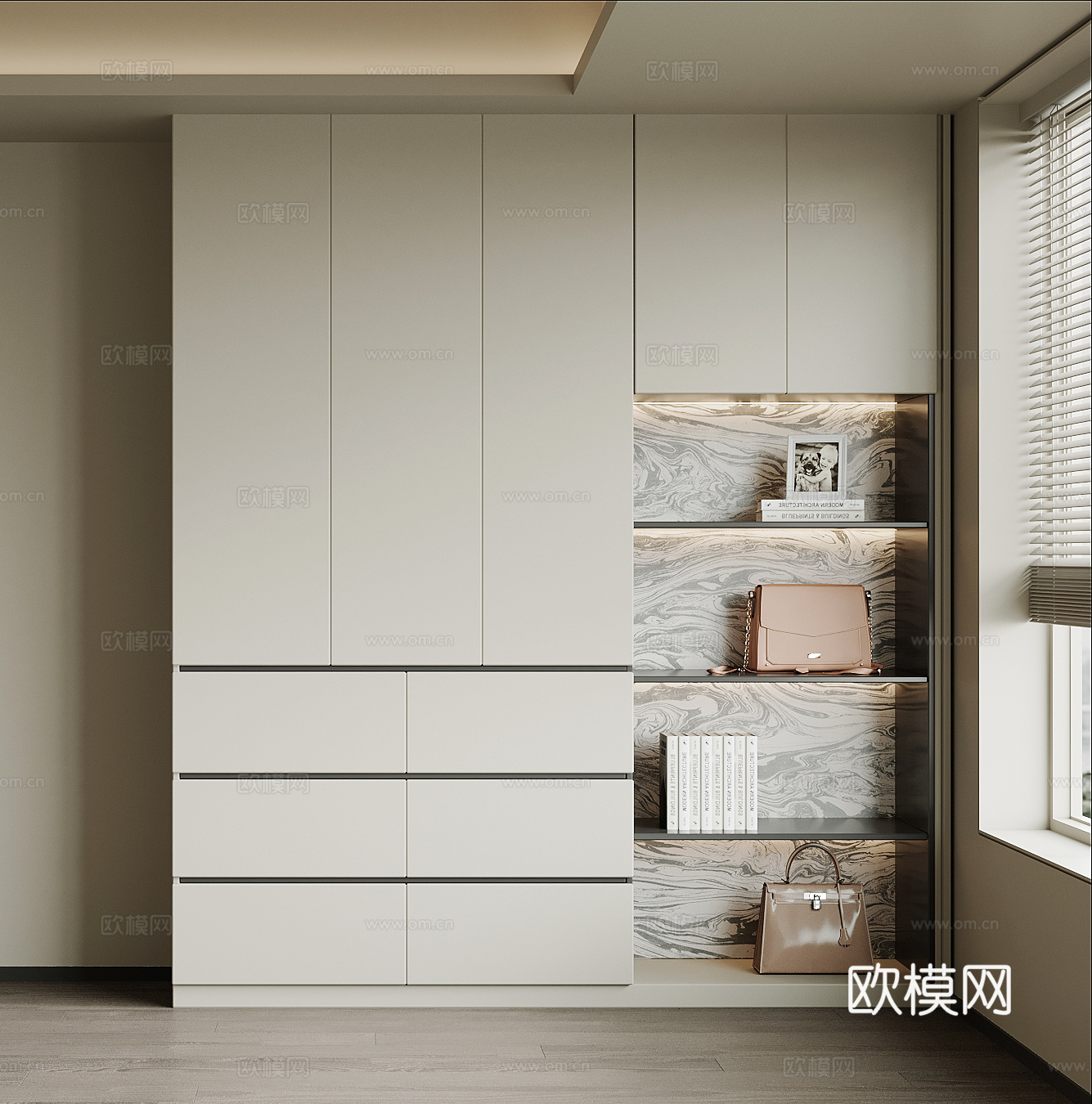 现代极简衣柜 成品衣柜su模型