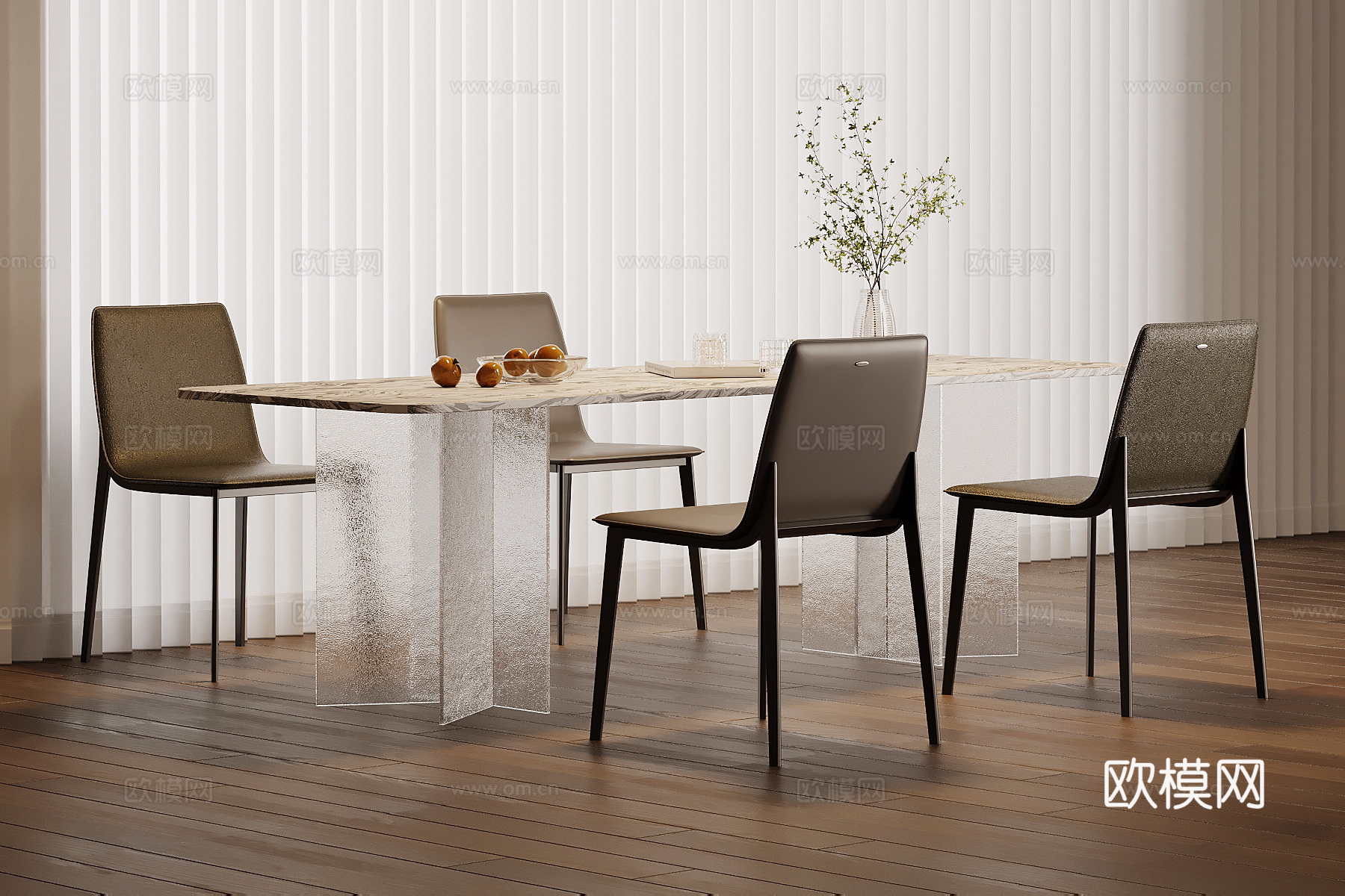 现代餐桌椅su模型