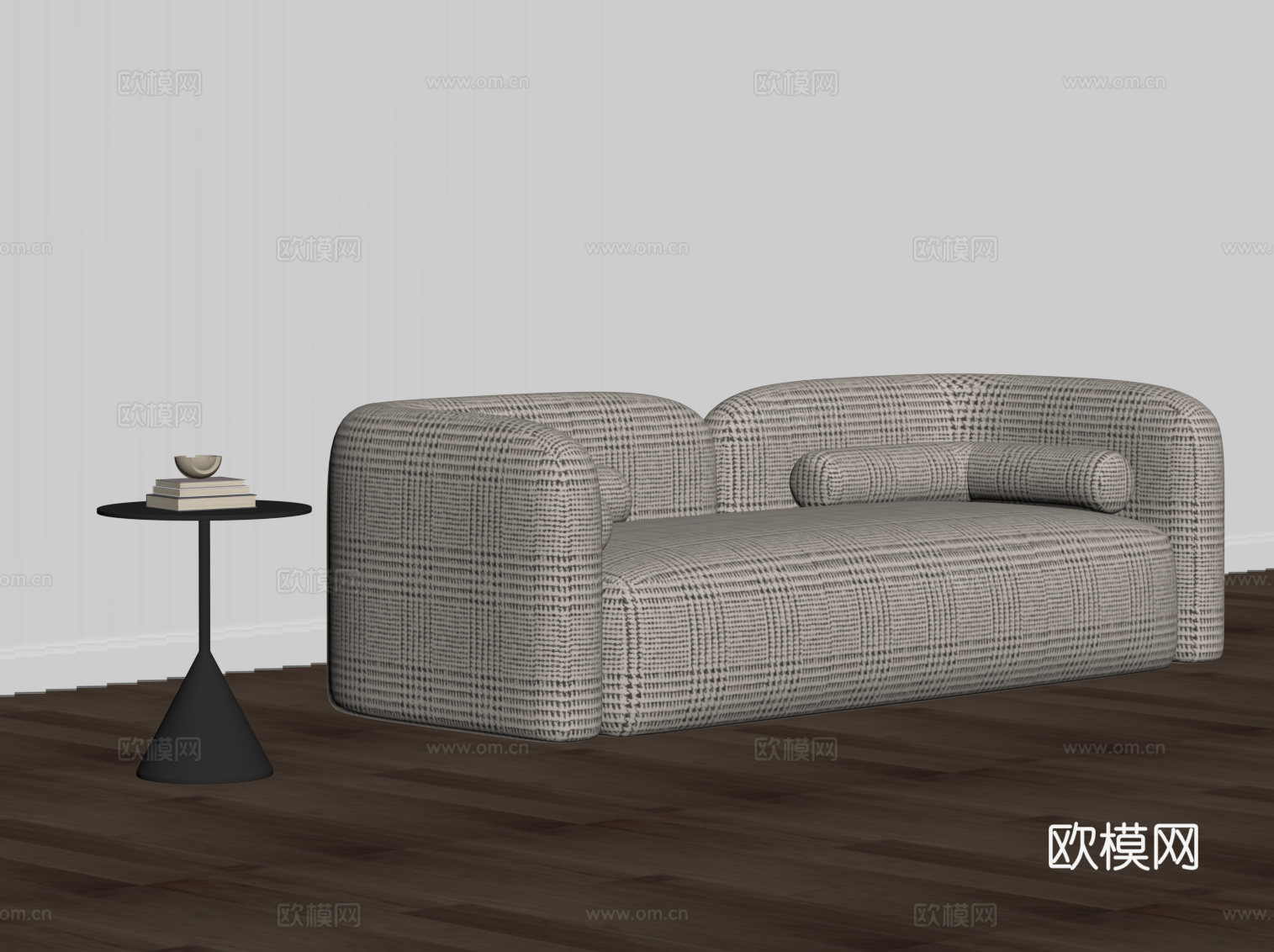 现代布艺沙发 双人休闲沙发su模型