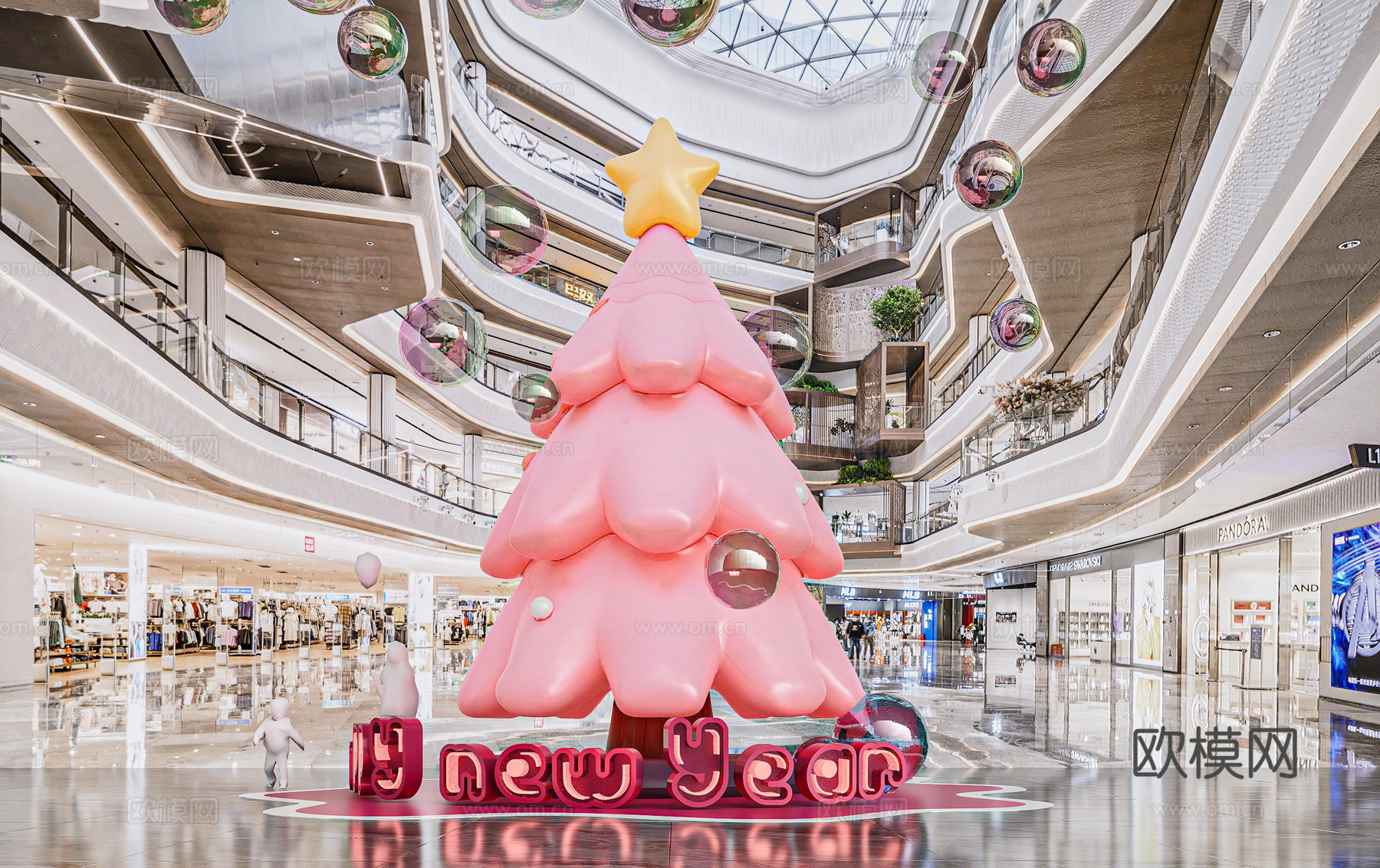 商场中庭春节美陈 商场中庭网通打卡 网红圣诞节圣诞树 网红圣su模型