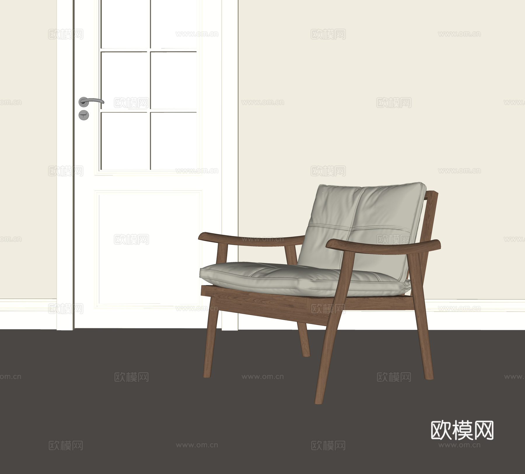 侘寂中古休闲椅su模型