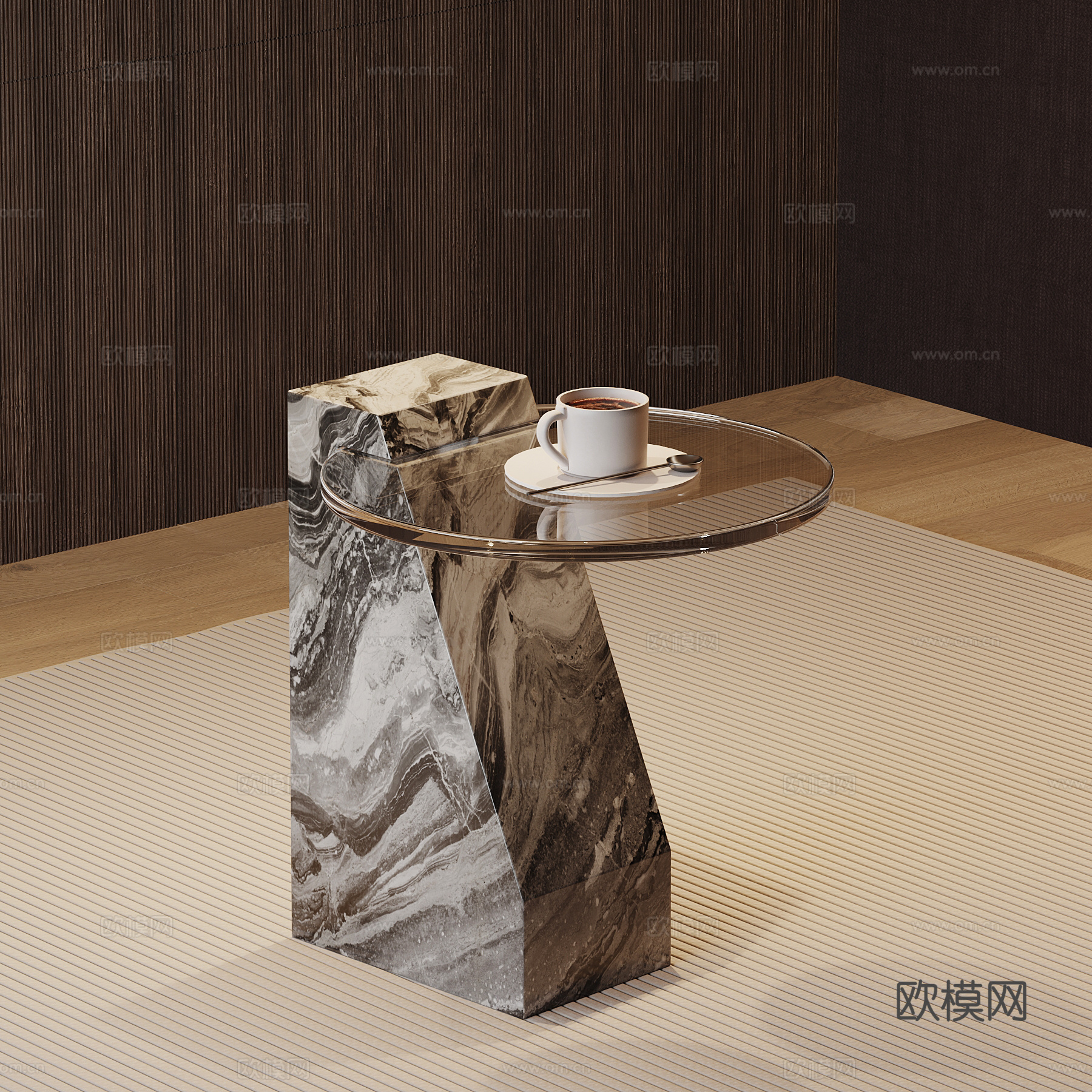 现代边几 大理石边几su模型