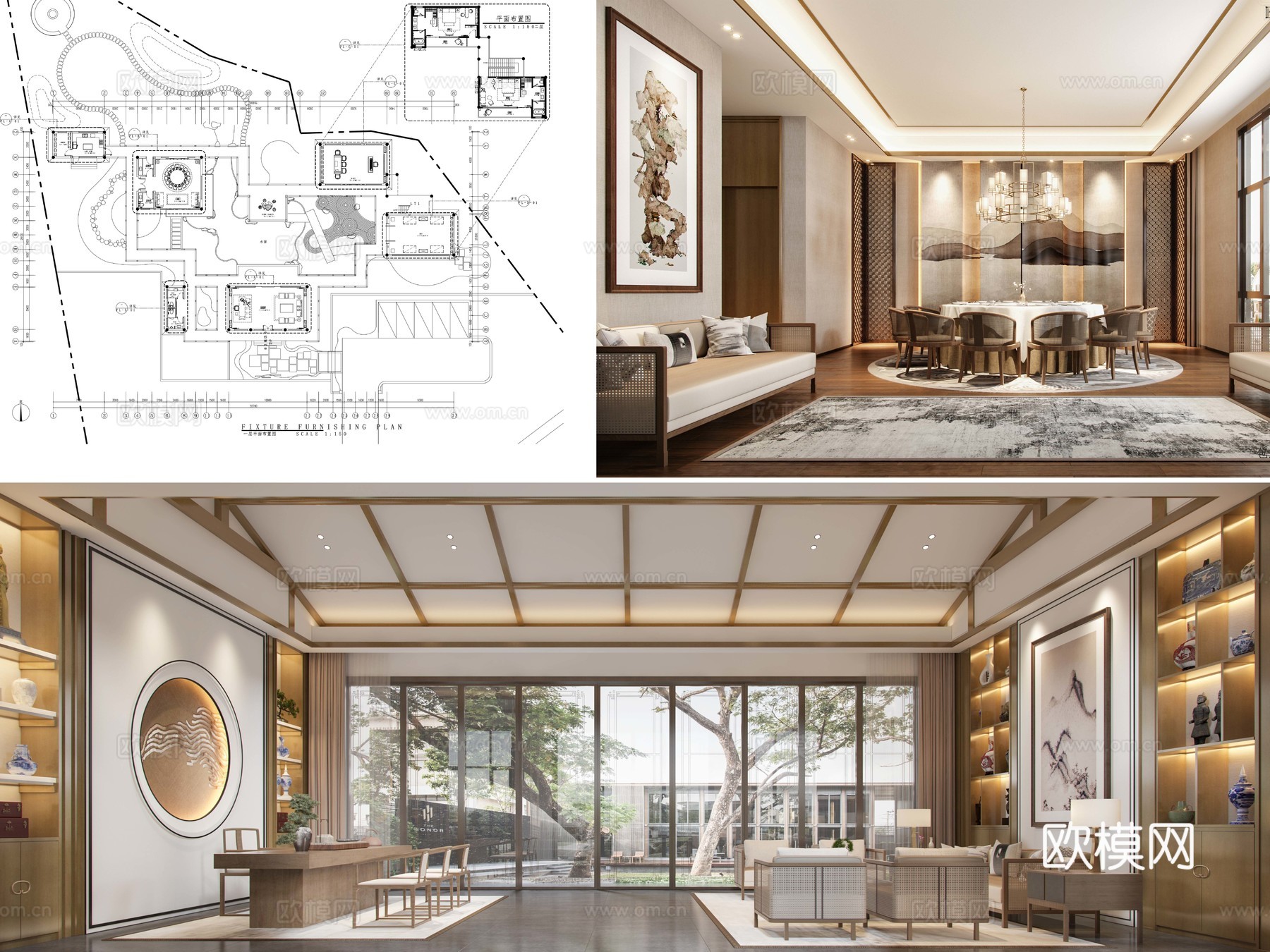 12套会所施工图+效果图cad施工图