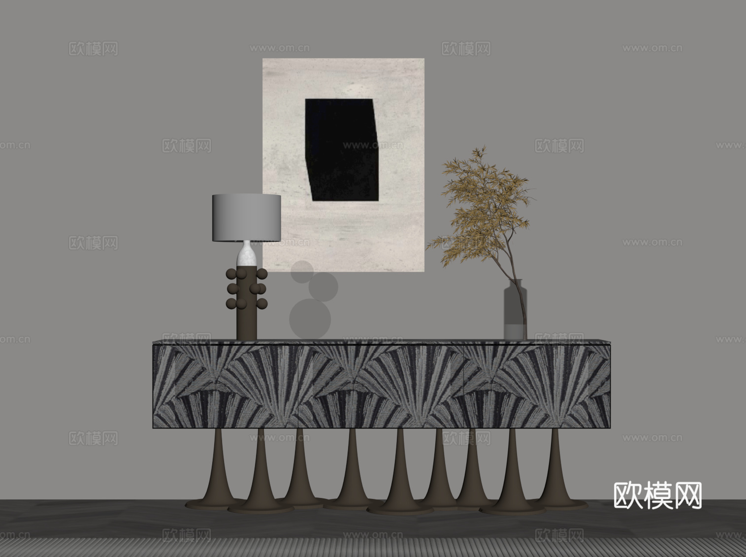 现代意式玄关柜 边柜 端景柜su模型