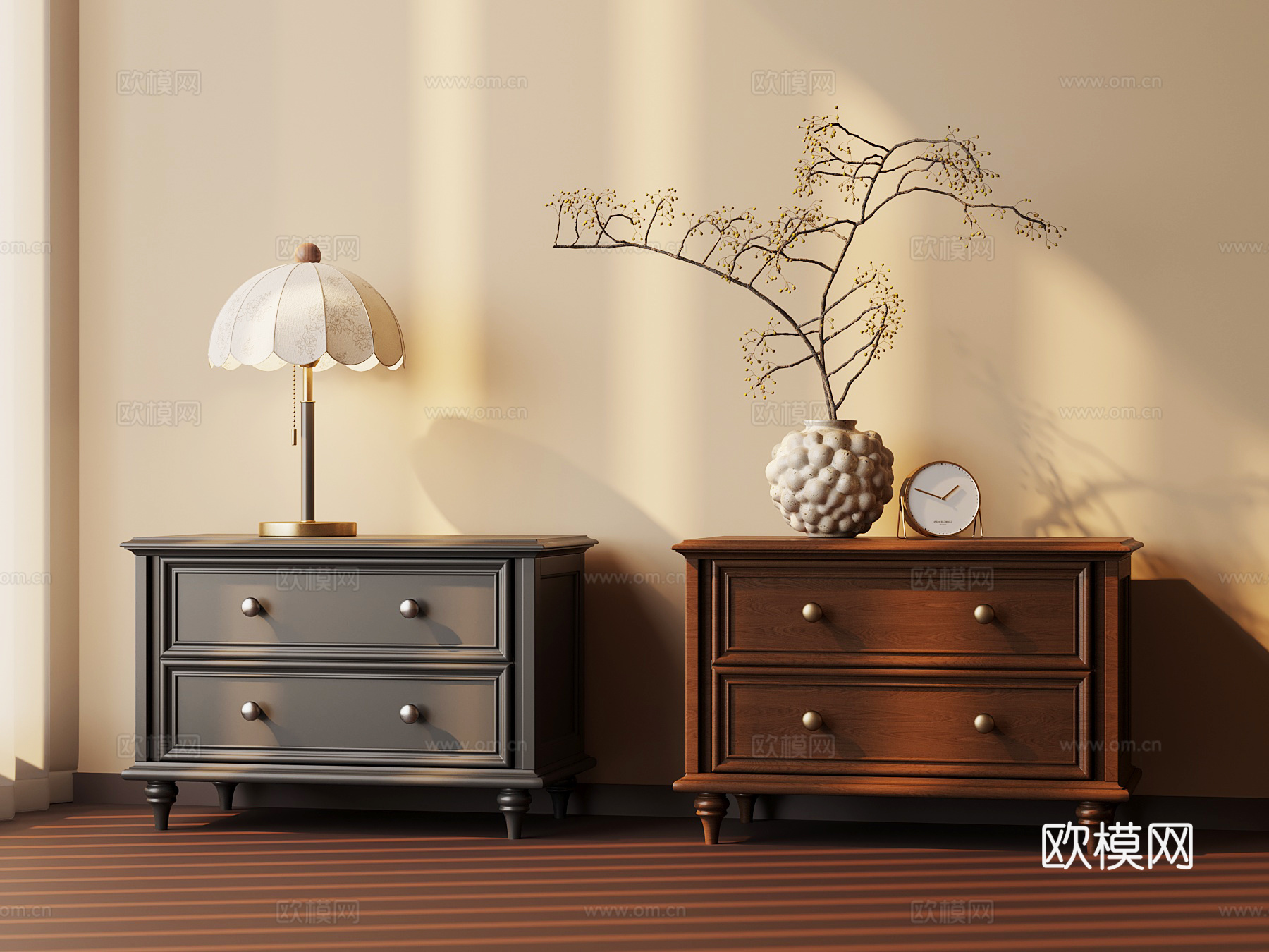法式复古床头柜su模型