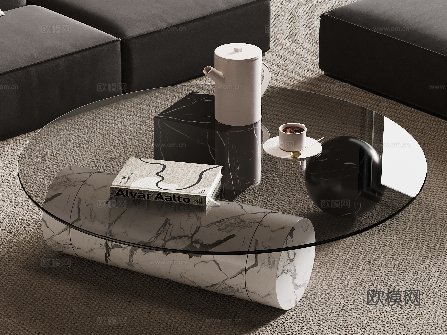 现代意式茶几3d模型