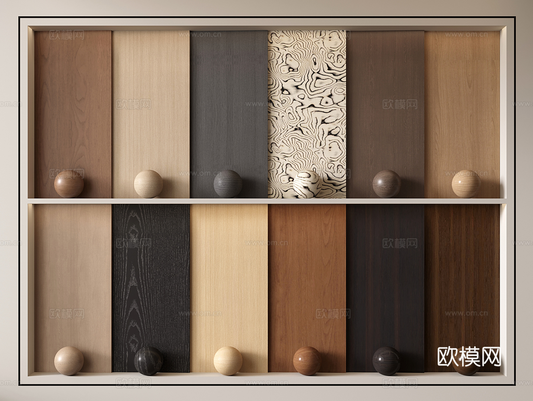 现代中古木饰面 树瘤木饰面 科技木饰面 木饰面护墙板 木饰面su模型