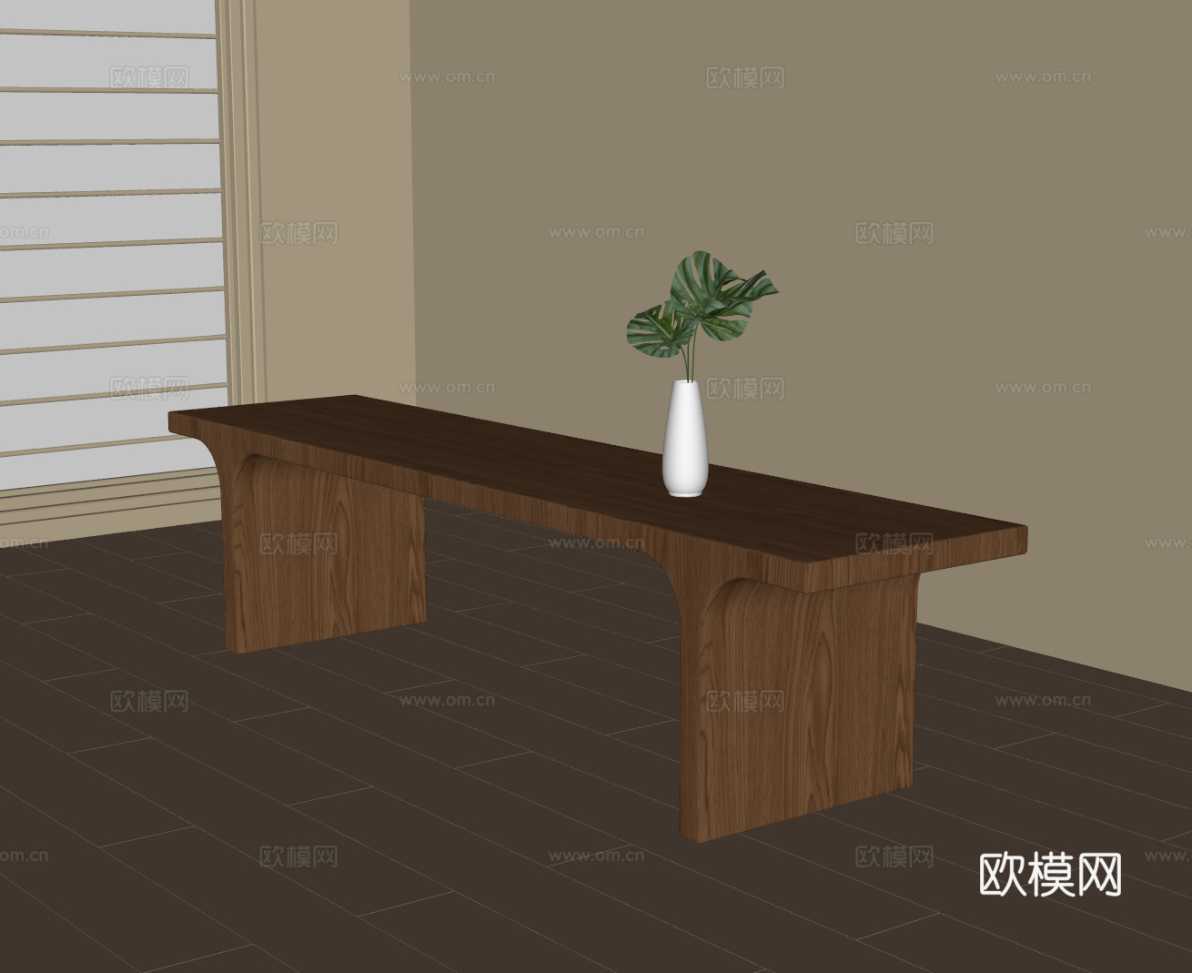 现代中古长凳su模型