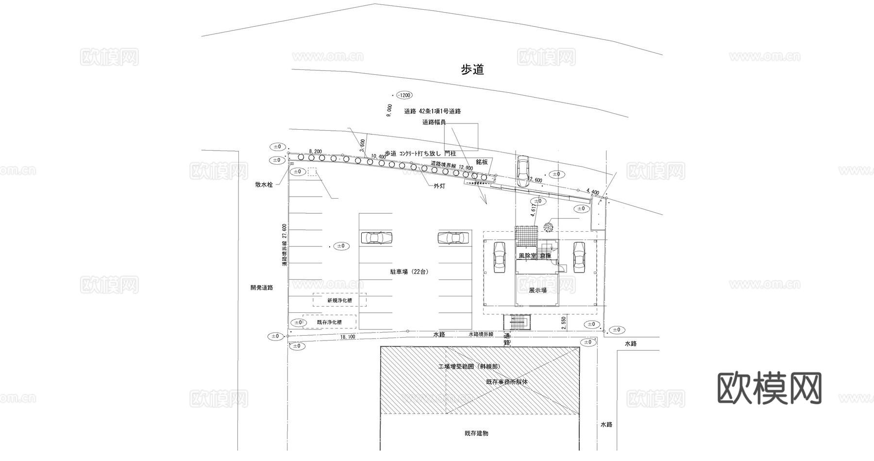园区工厂办公建筑厂房cad施工图