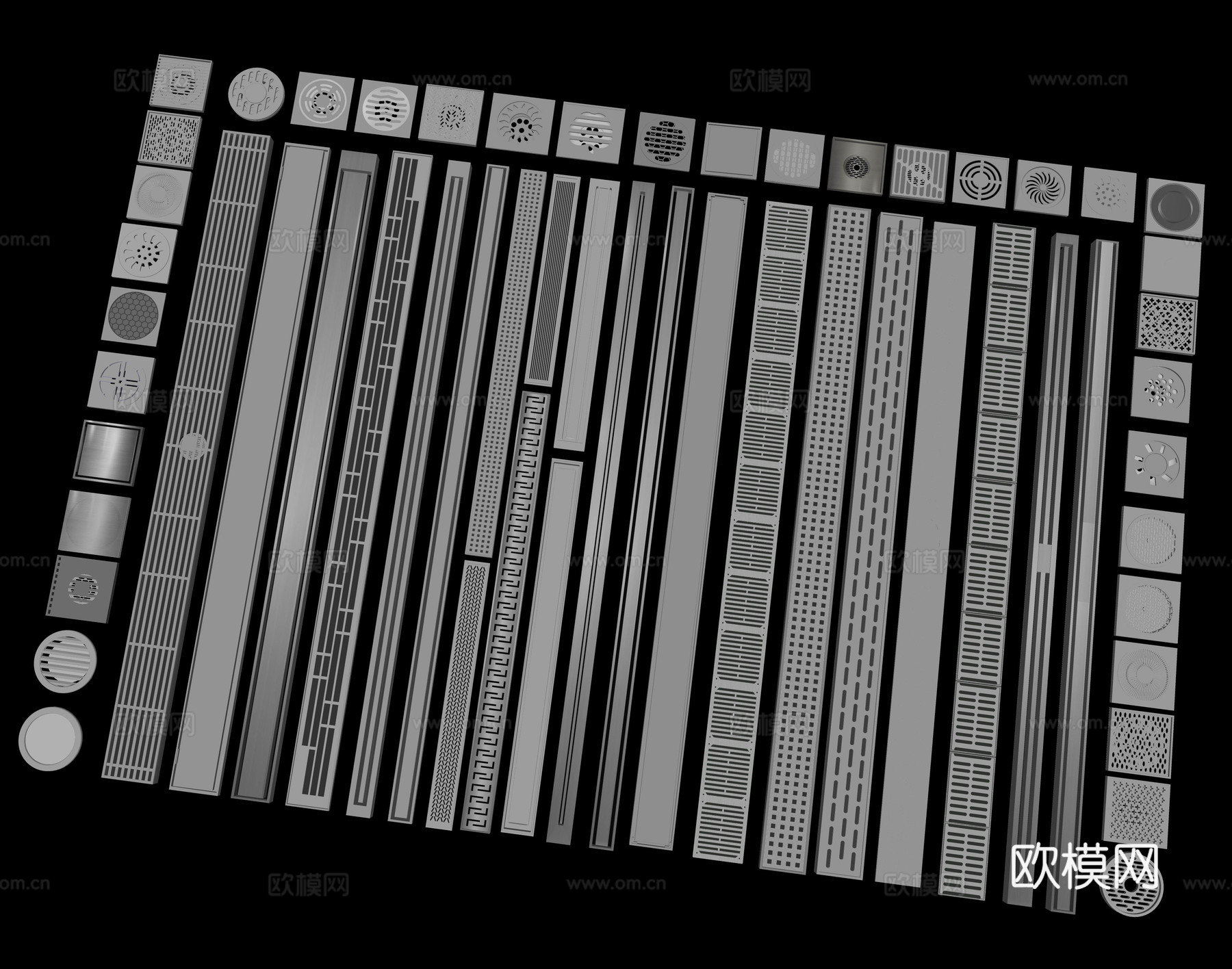 地漏 金属地漏 不锈钢地漏 防臭地漏不锈钢排水口隐形线性地漏su模型