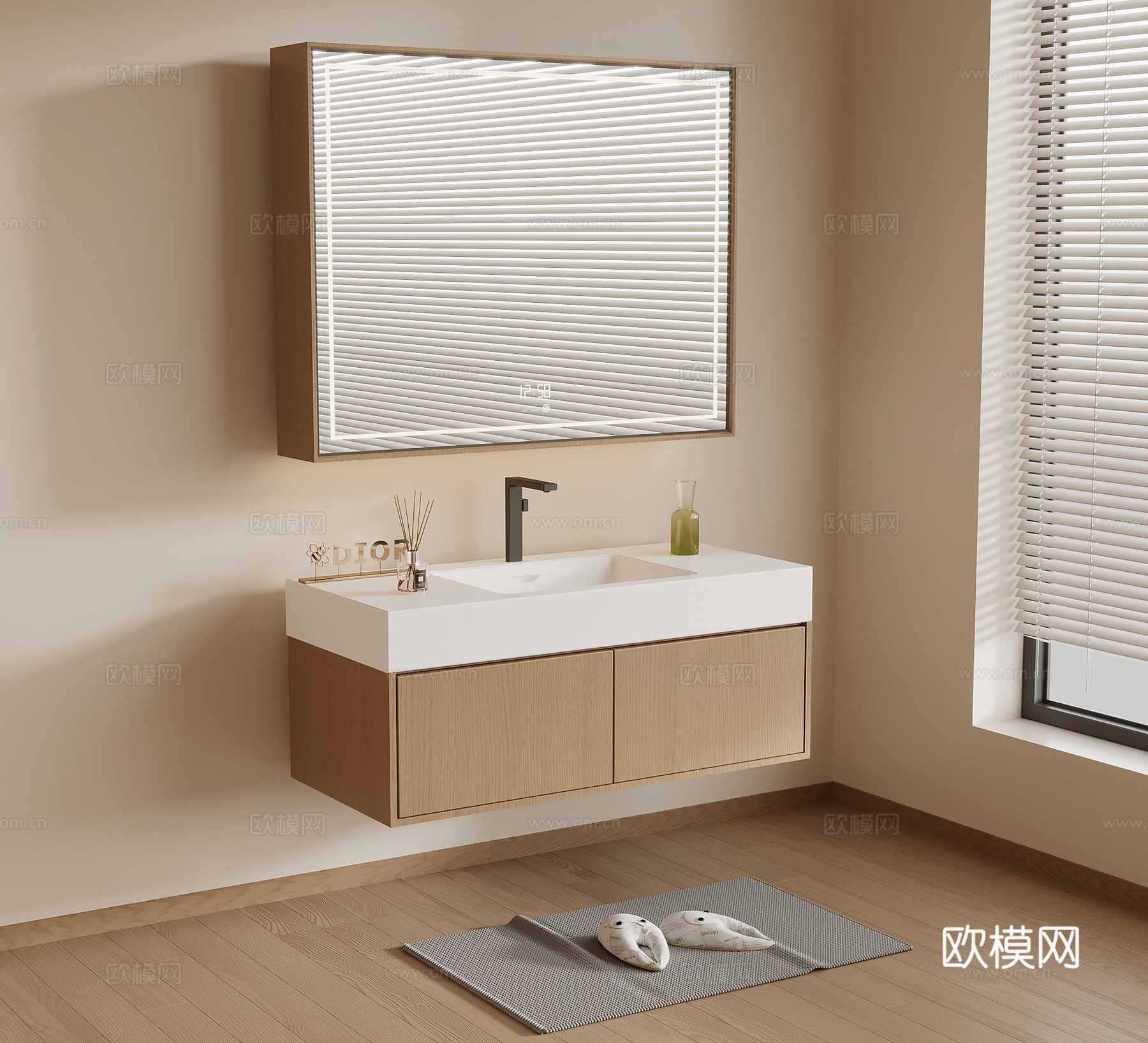 现代简约浴室柜 洗手台su模型