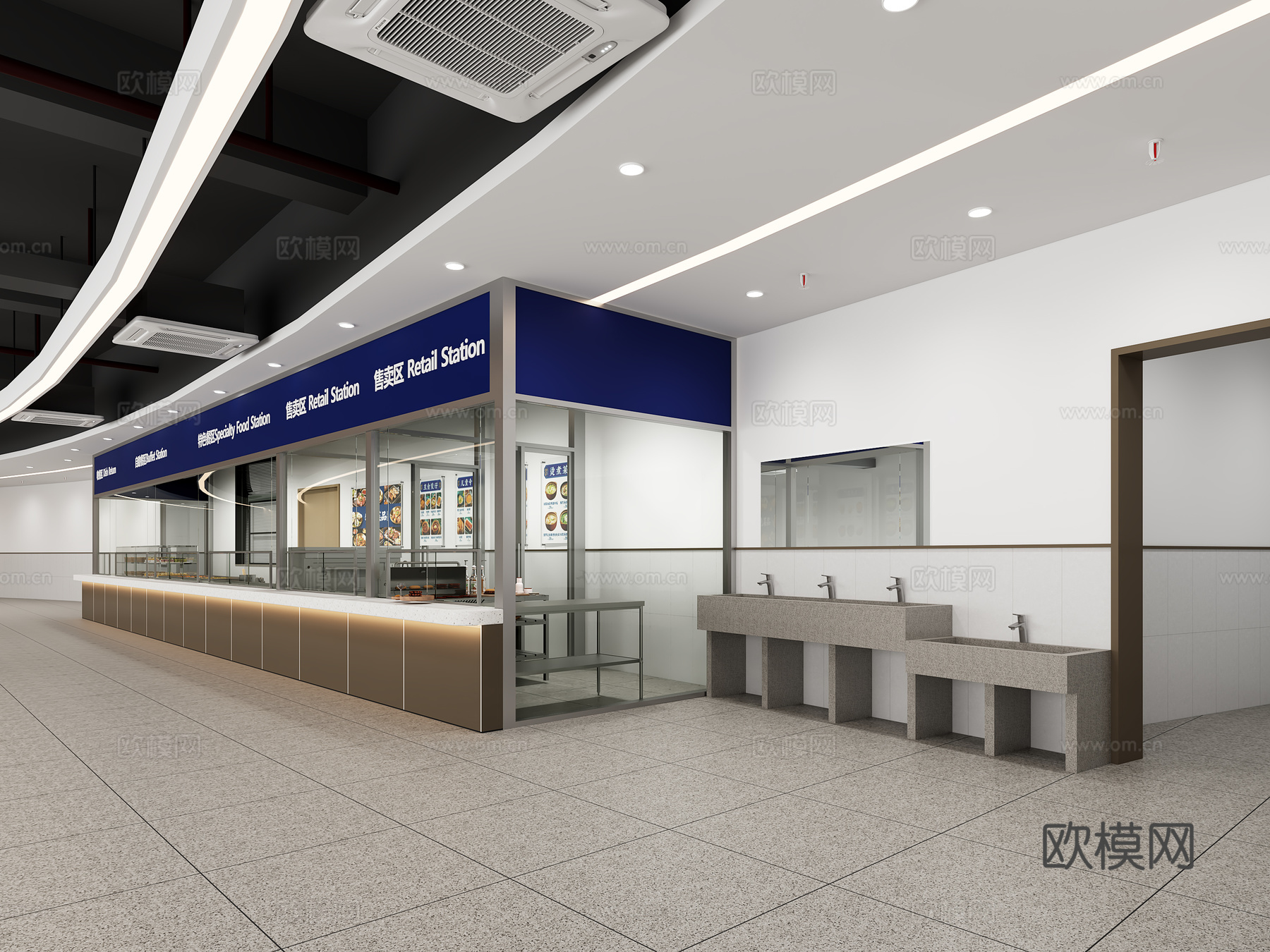 食堂明档 食堂吧台3d模型下载