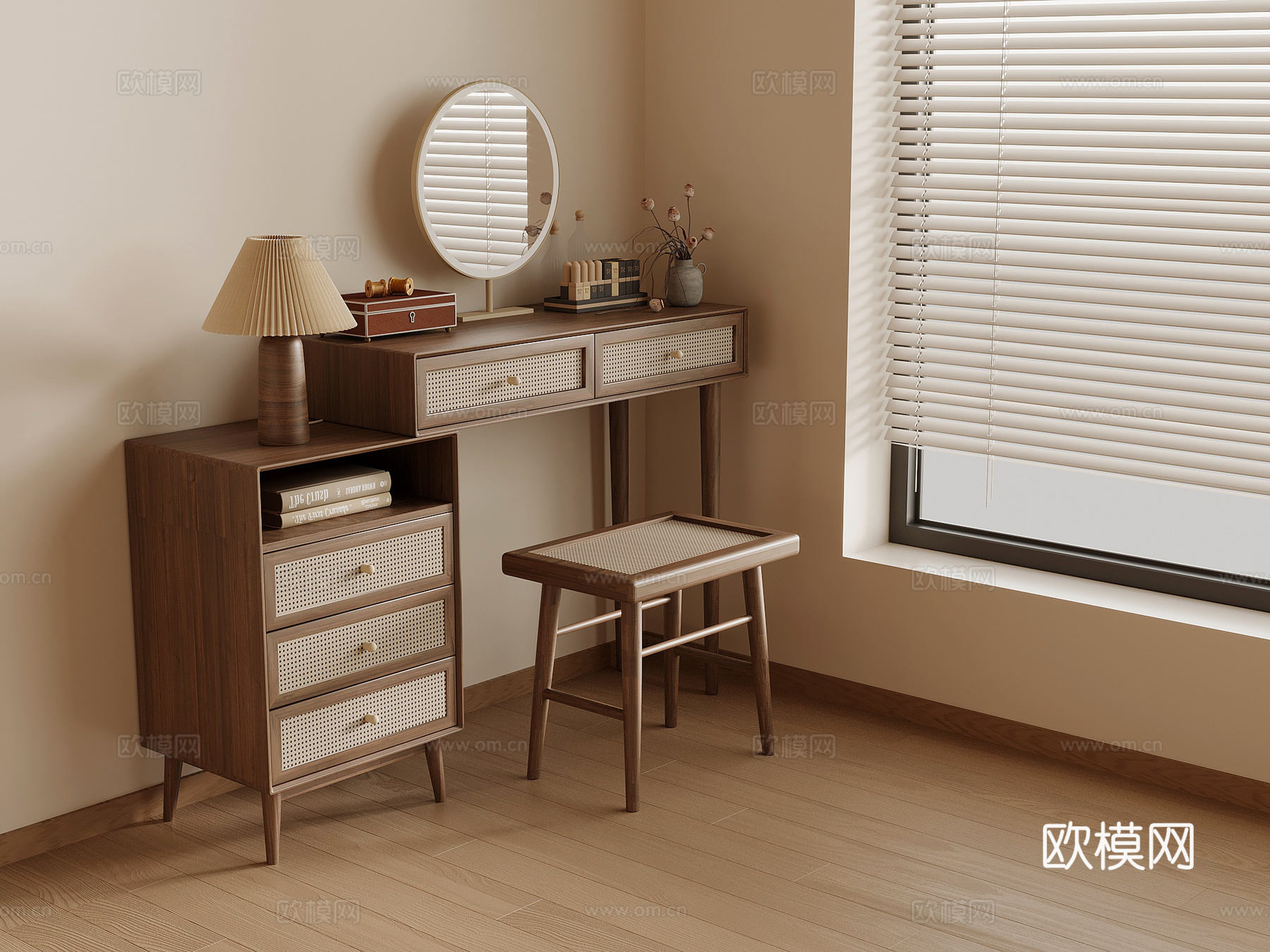 侘寂风梳妆台su模型