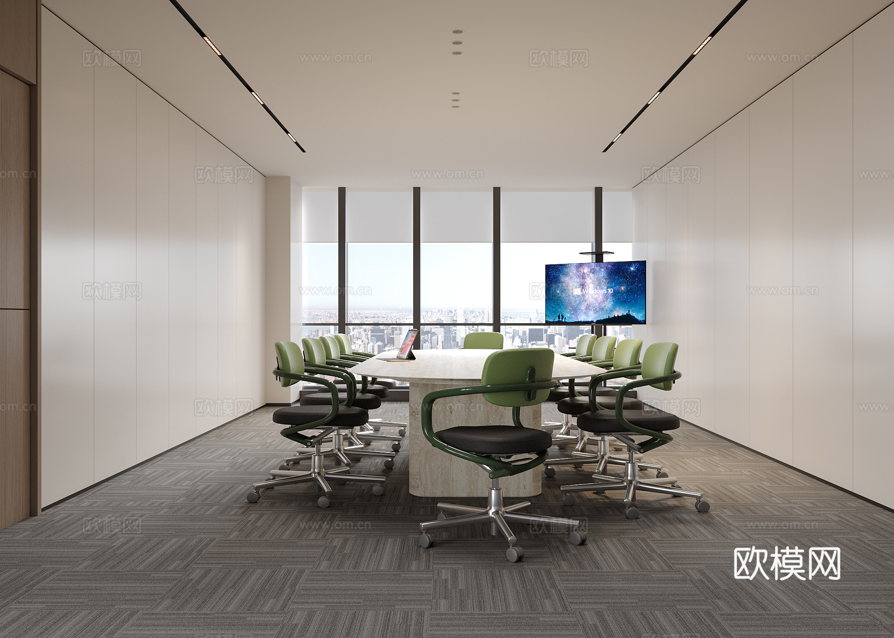 现代会议室 办公椅 会议桌椅su模型