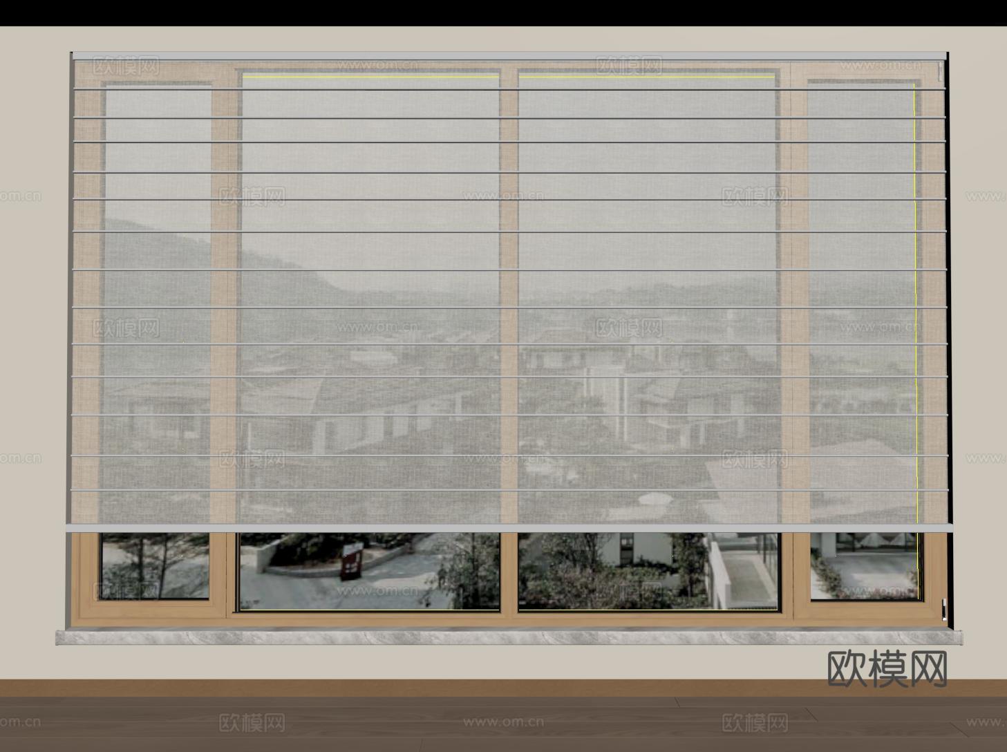 现代升降罗马帘 折叠帘 亚麻百叶帘 卷帘 梦幻帘su模型