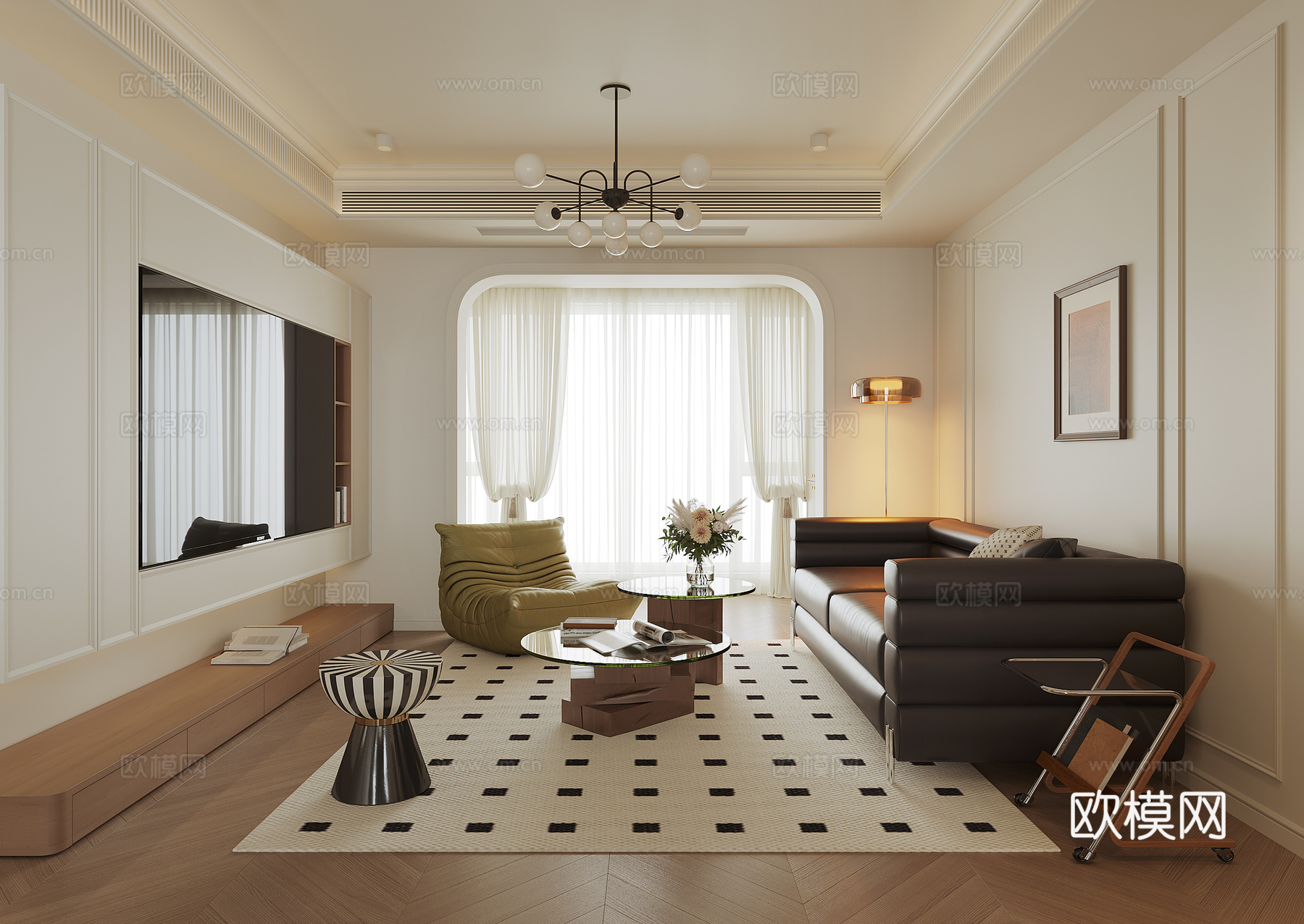 现代家居客厅su模型