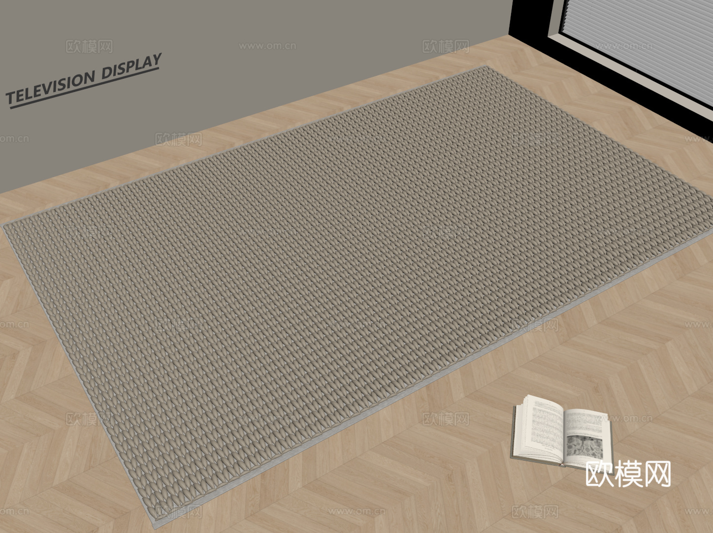 现代奶油风地毯 方形地毯 编制地毯 客厅地毯 粗布地毯su模型