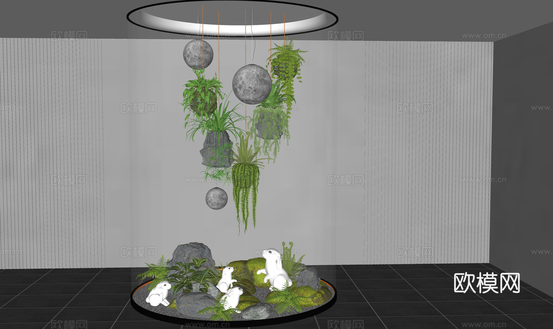 微景观 花镜 小品 造景 绿化 景观 组团su模型