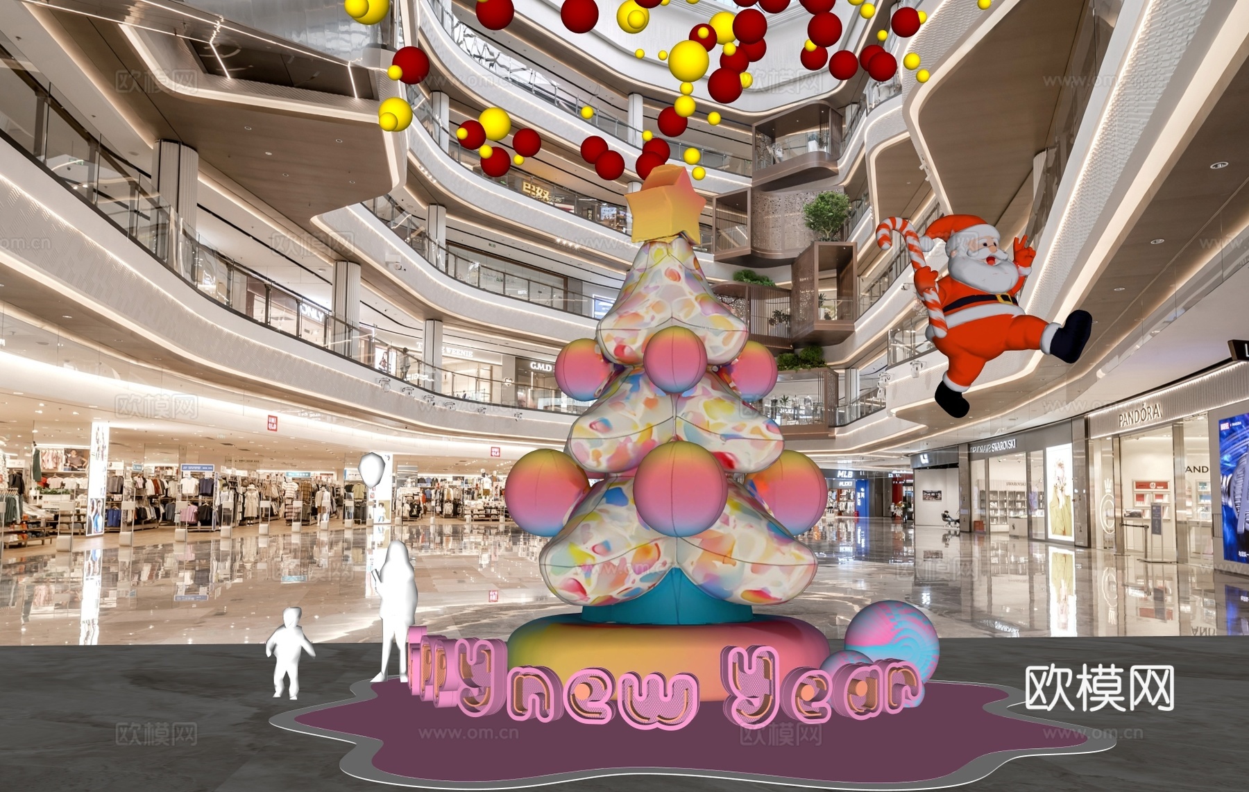 商场中庭春节美陈 商场中庭网通打卡 网红圣诞节圣诞树 网红圣su模型