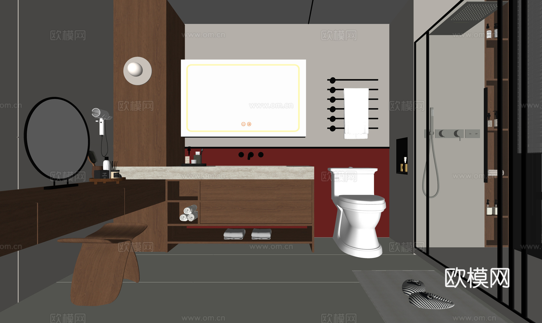 法式卫生间 洗手台 别墅卫生间su模型