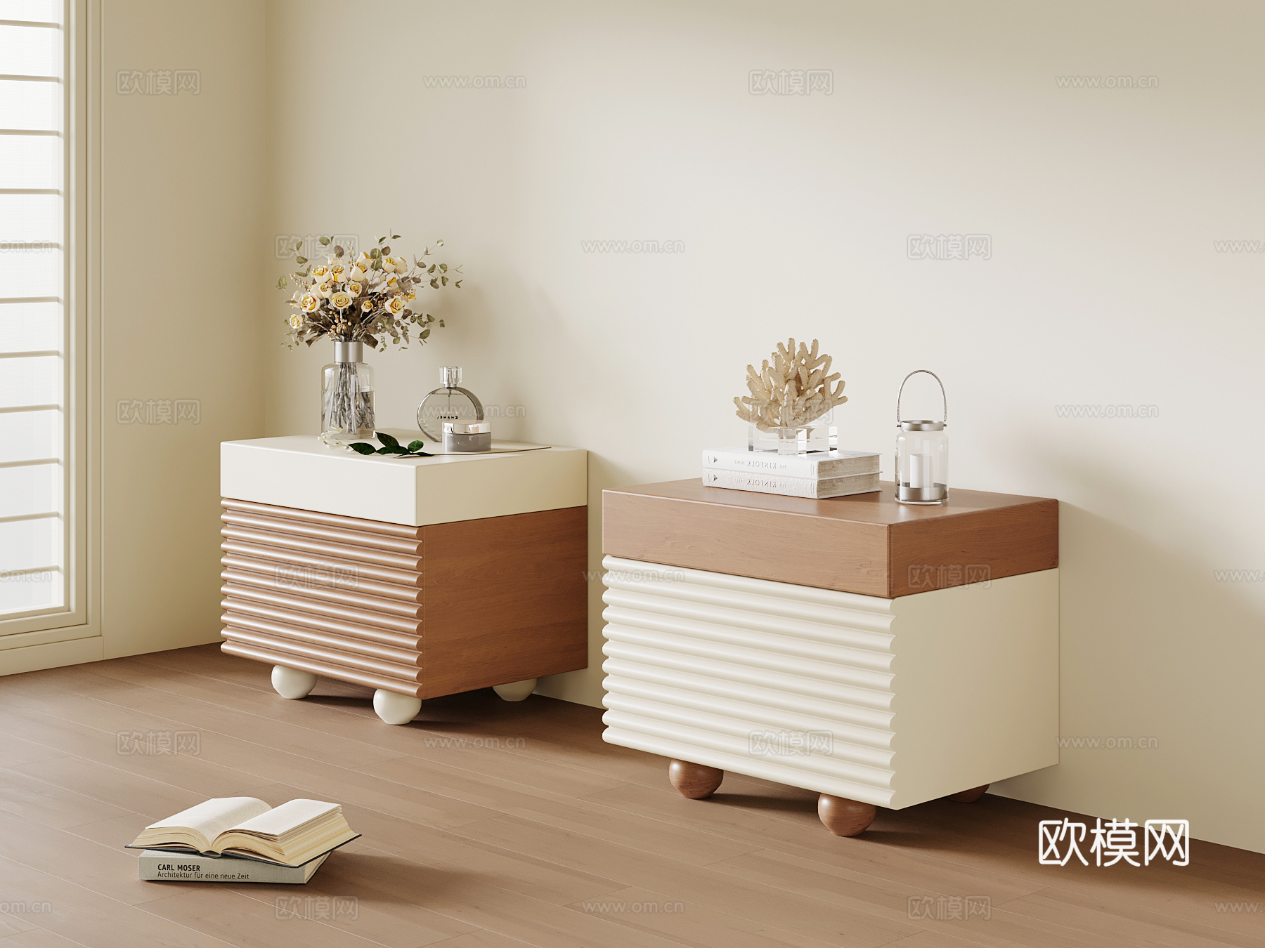 现代中古床头柜su模型