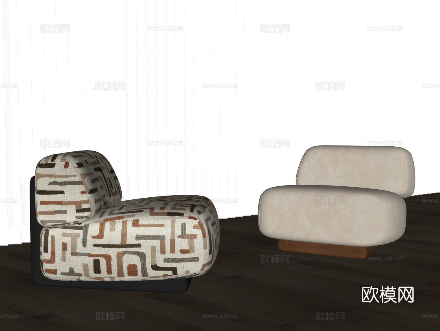 法式中古单人沙发 懒人沙发 休闲椅 复古单人沙发su模型