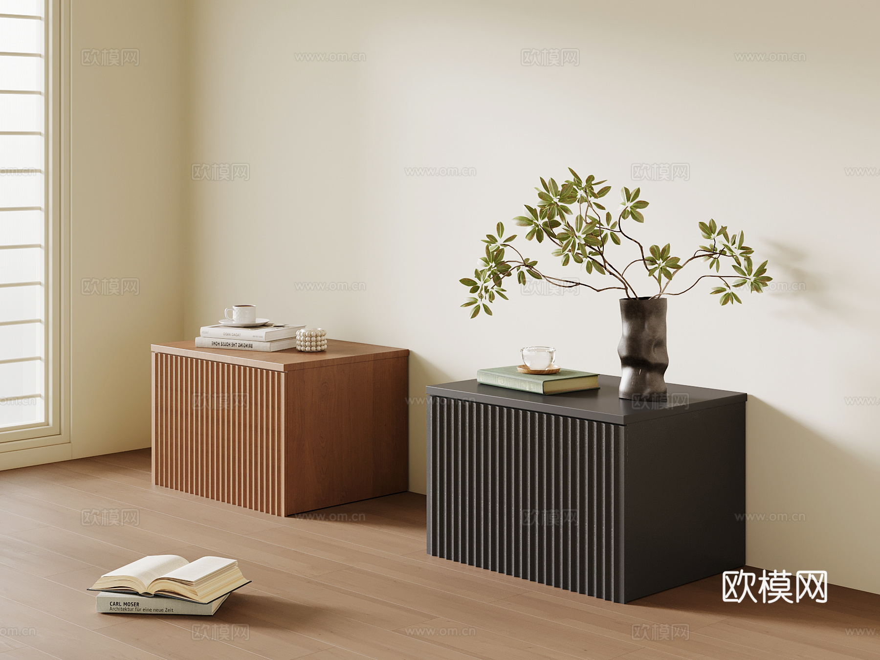 现代中古床头柜su模型