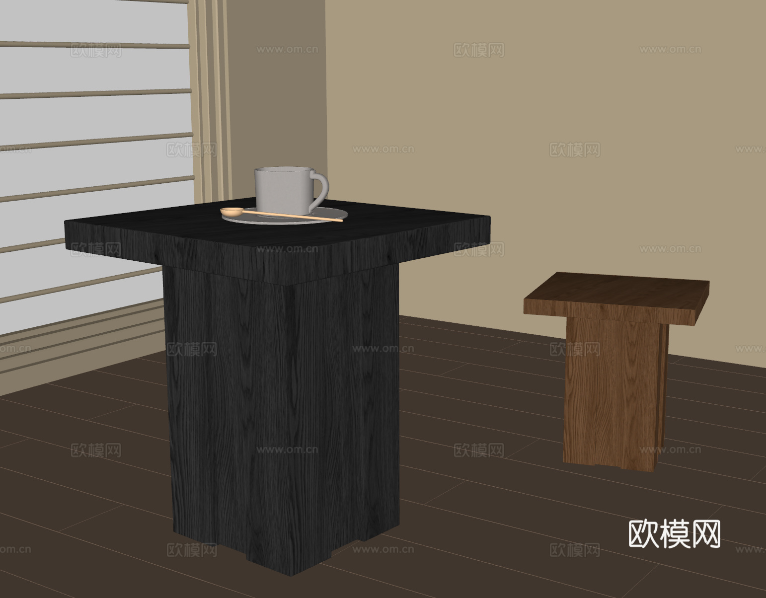 法式中古边几 实木边几 复古边几su模型