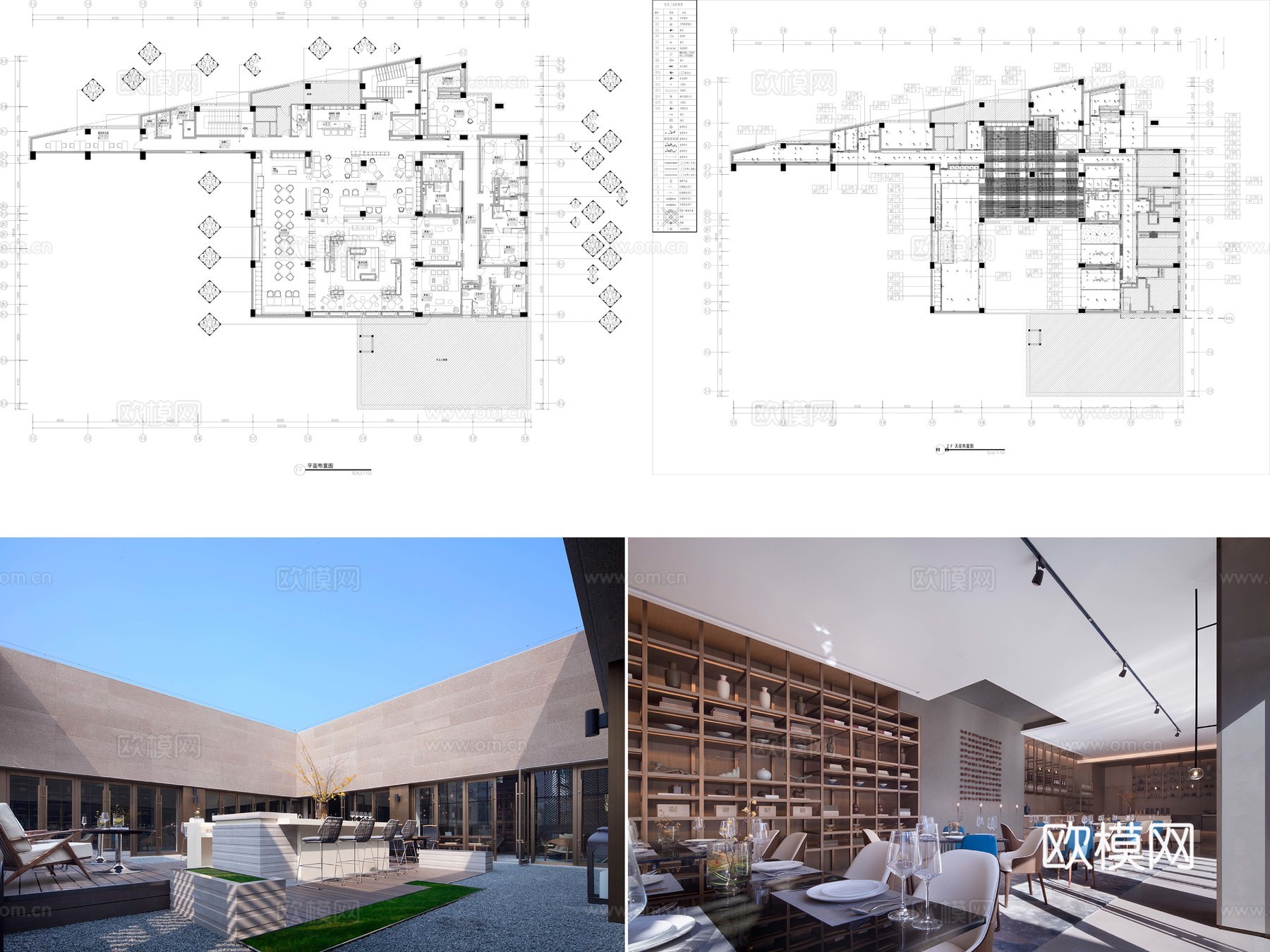 12套会所施工图+效果图cad施工图