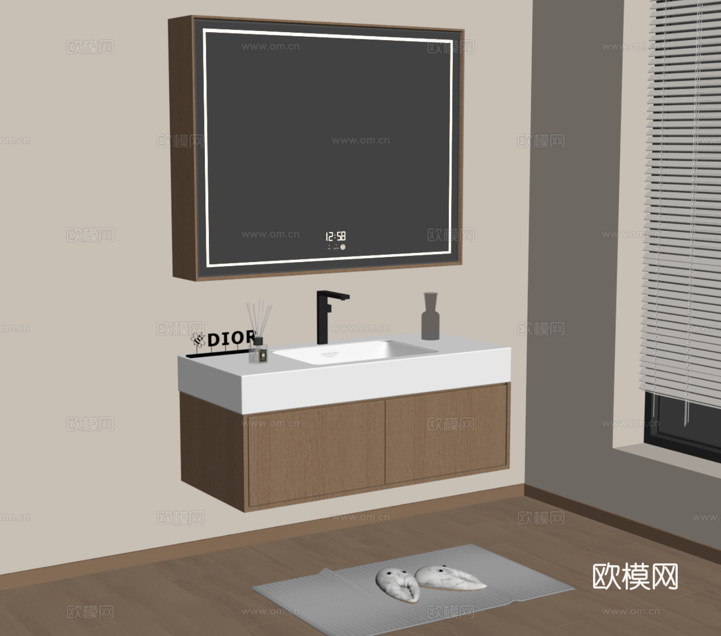 现代简约浴室柜 洗手台su模型