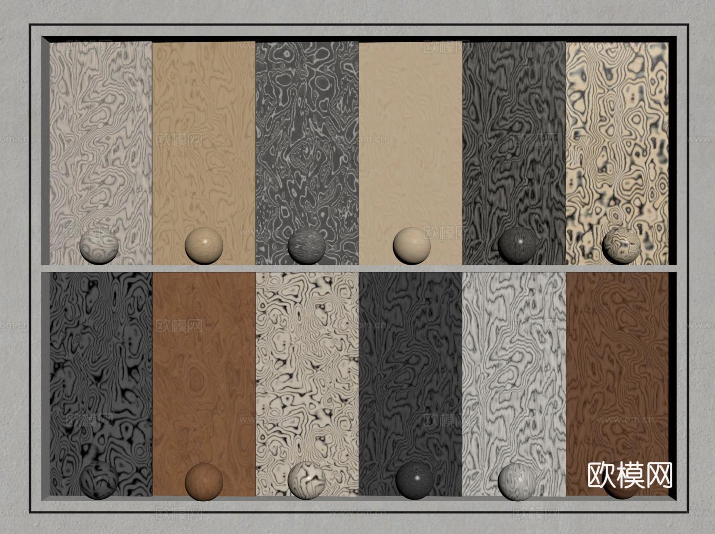 现代中古木饰面 树瘤木饰面 科技木饰面 木饰面护墙板 木饰面su模型