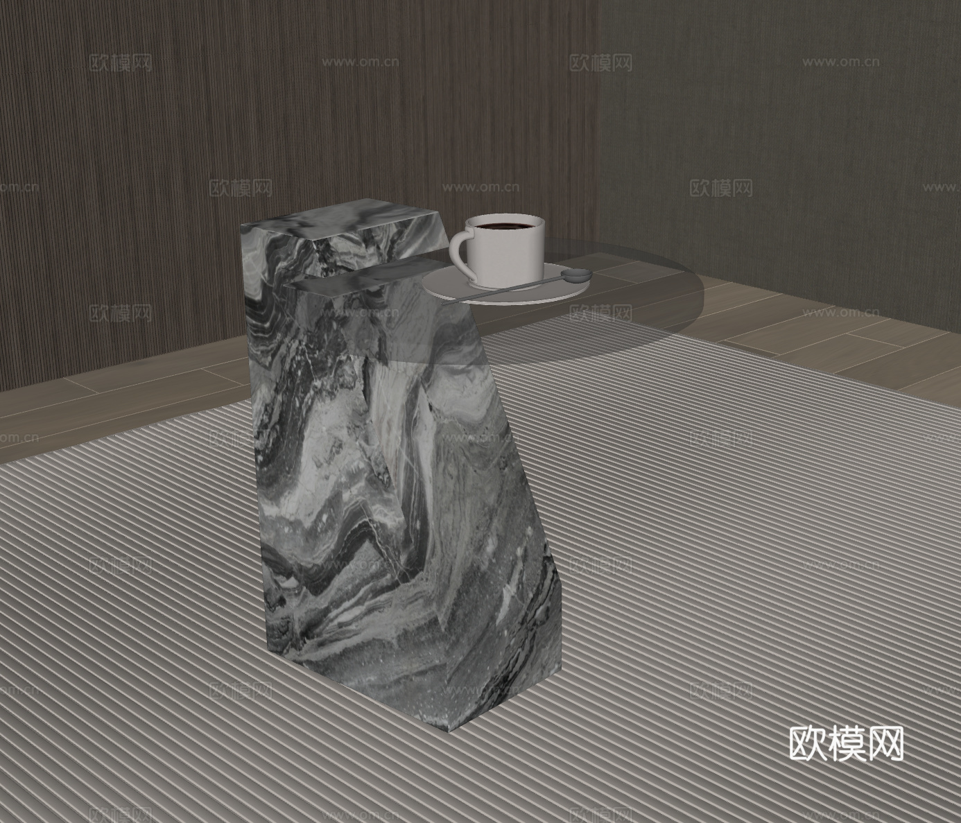 现代边几 大理石边几su模型