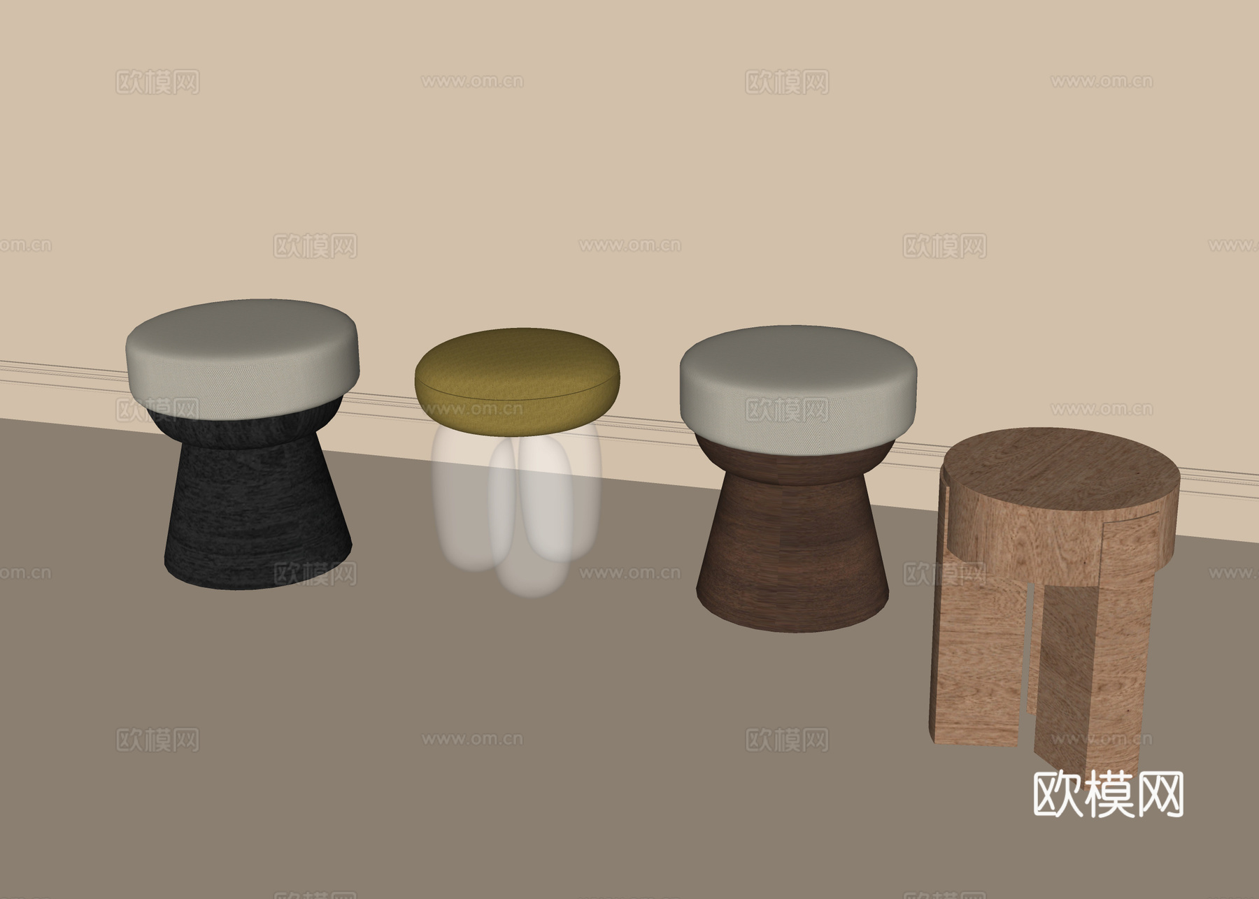 现代凳子 梳妆凳 换鞋凳su模型