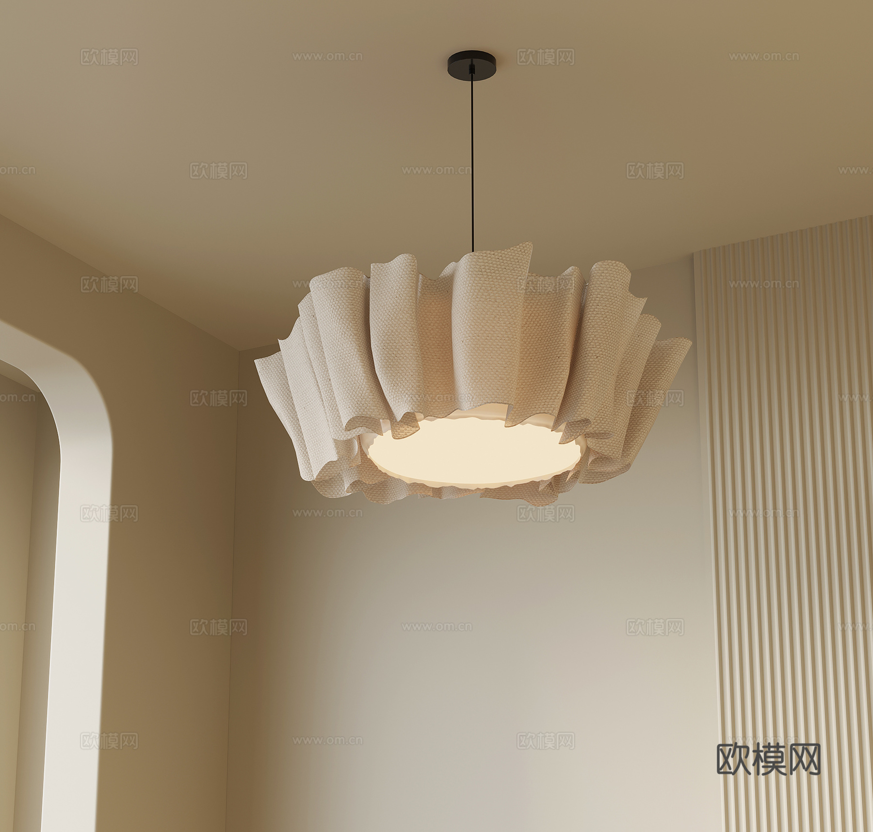 现代奶油风吊灯su模型