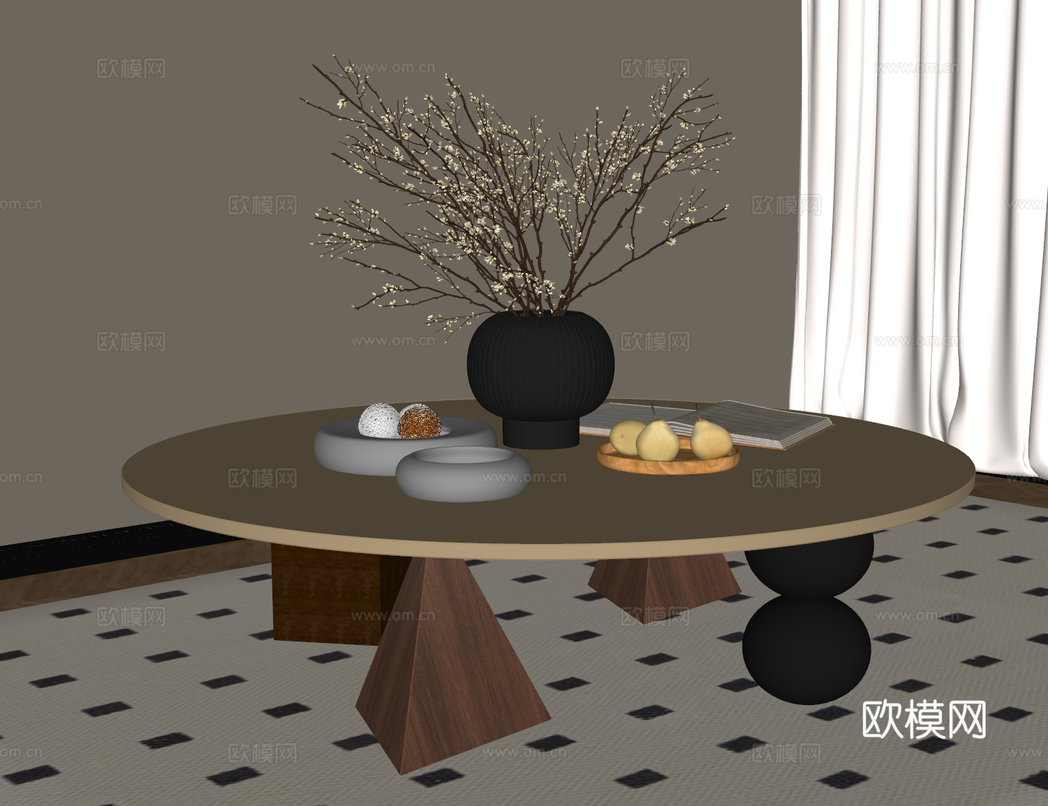 法式中古茶几su模型
