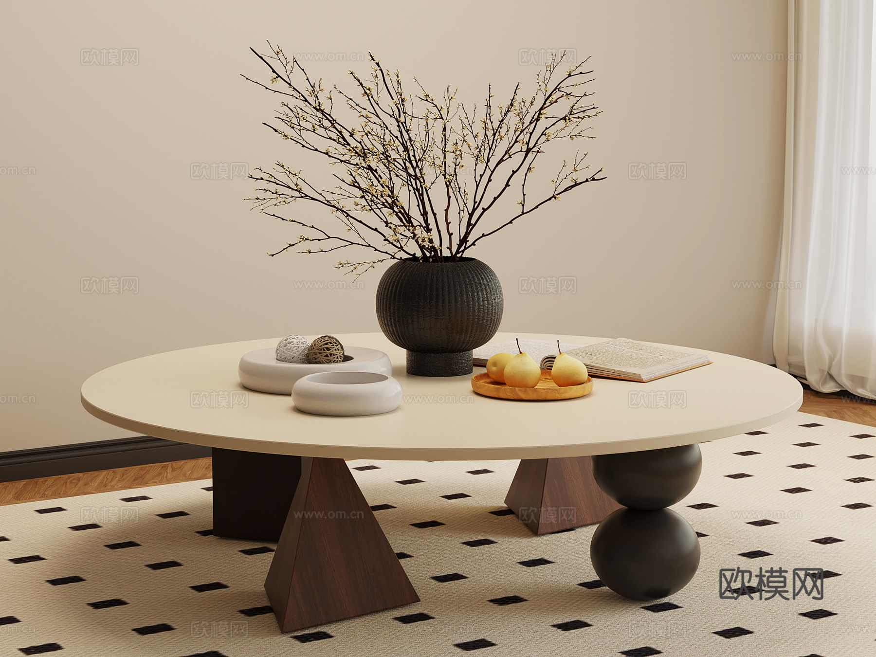 法式中古茶几su模型