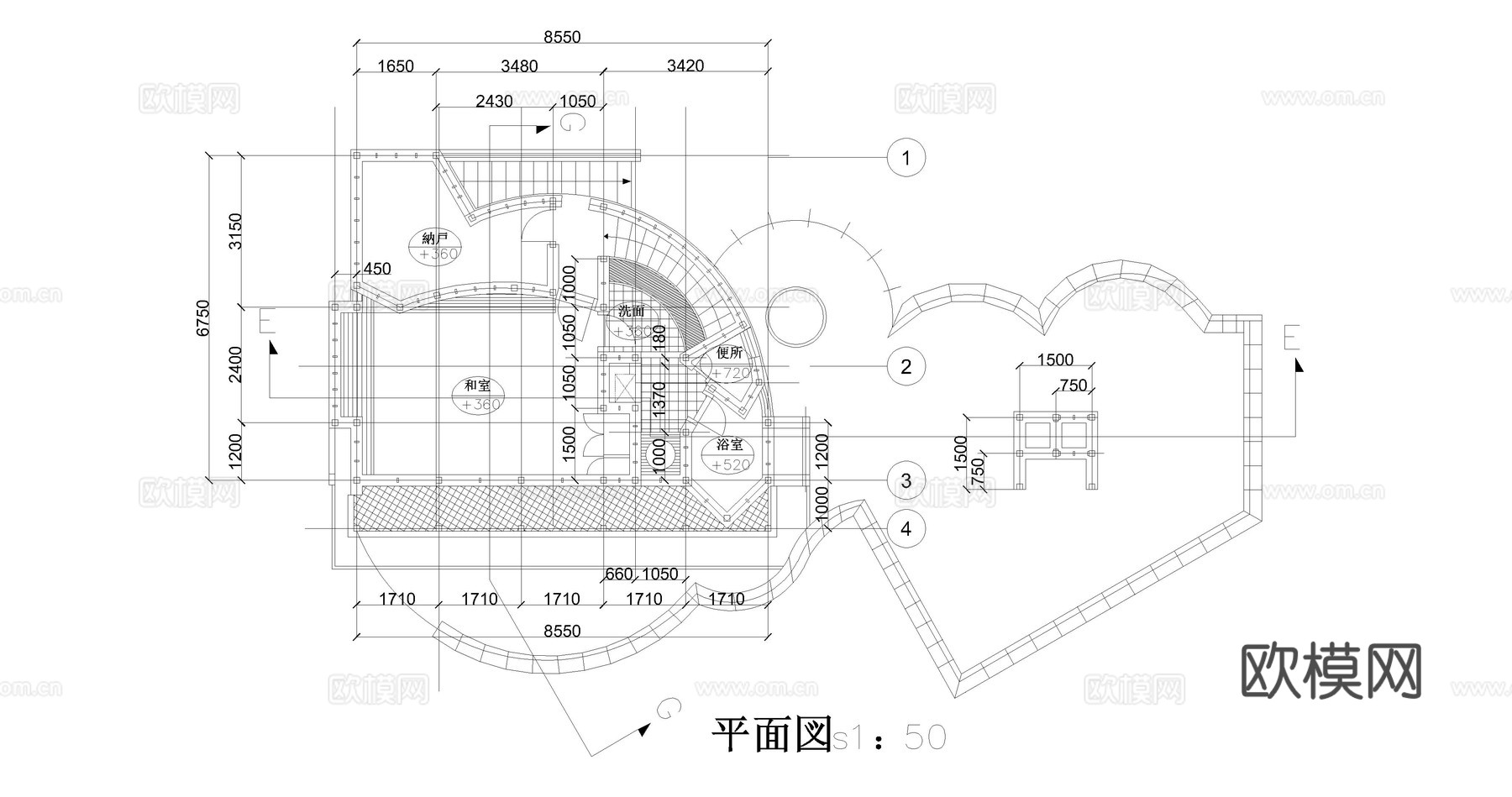 别墅建筑cad施工图