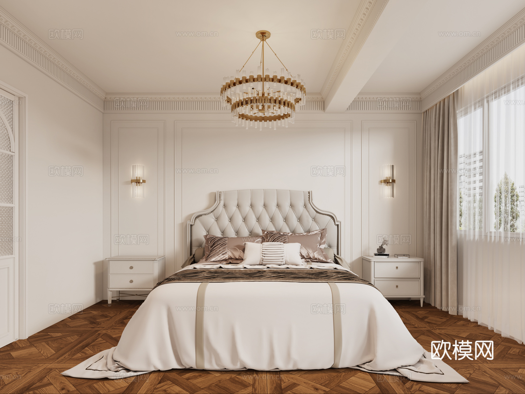 欧式卧室主卧 法式卧室主卧 美式卧室主卧 法式床 欧式床3d模型下载