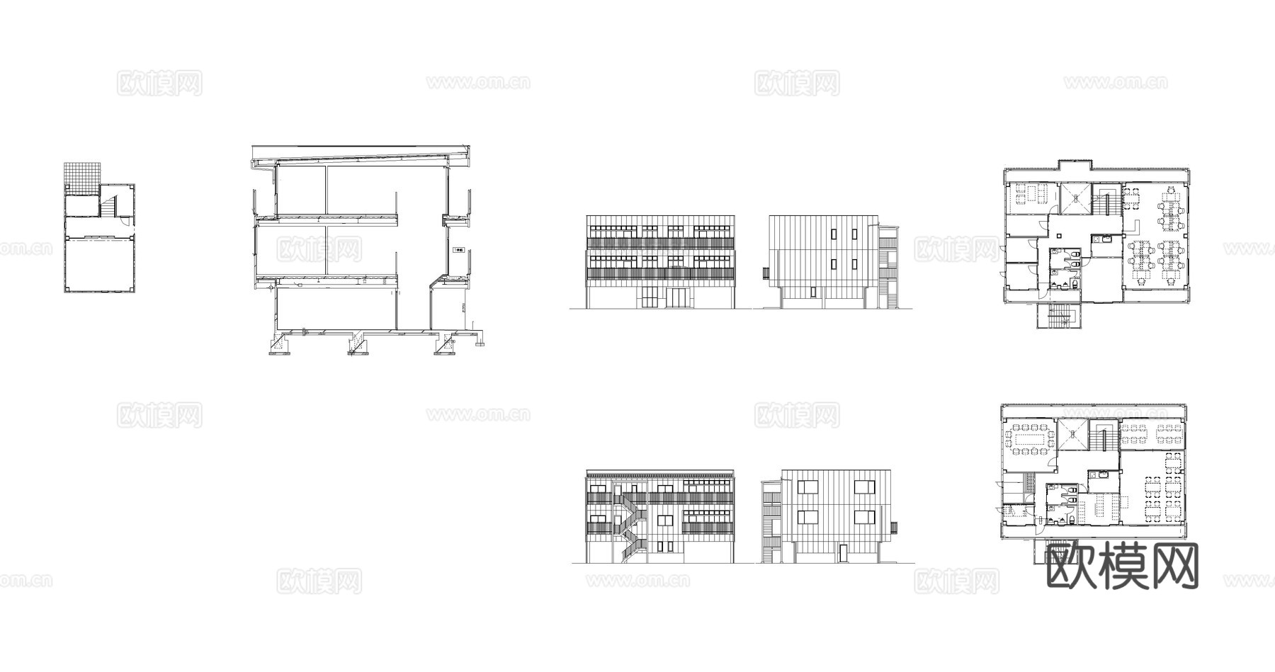 园区工厂办公建筑厂房cad施工图